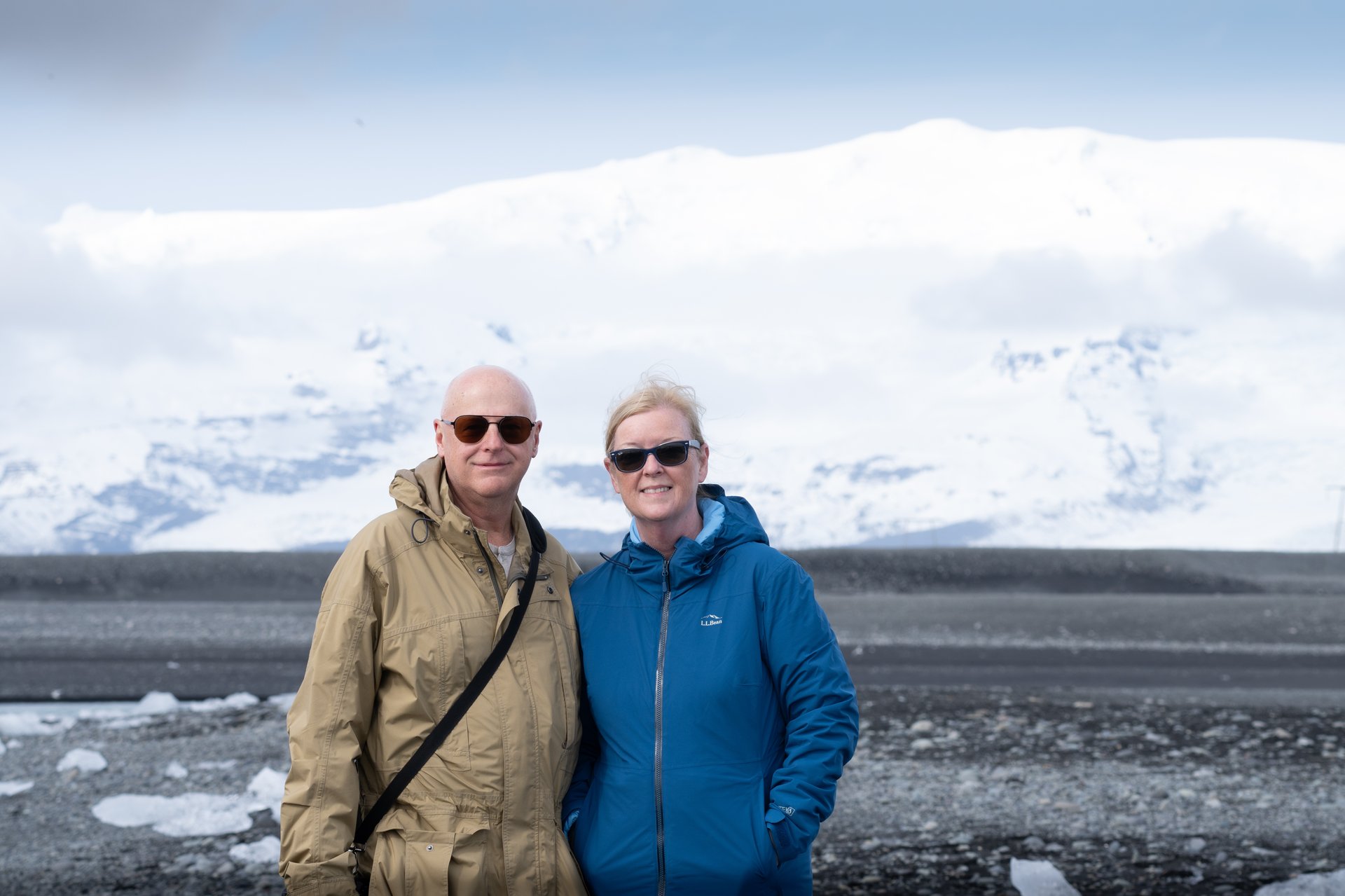 Diamond Beach ice chunks black sand Atlantic waves