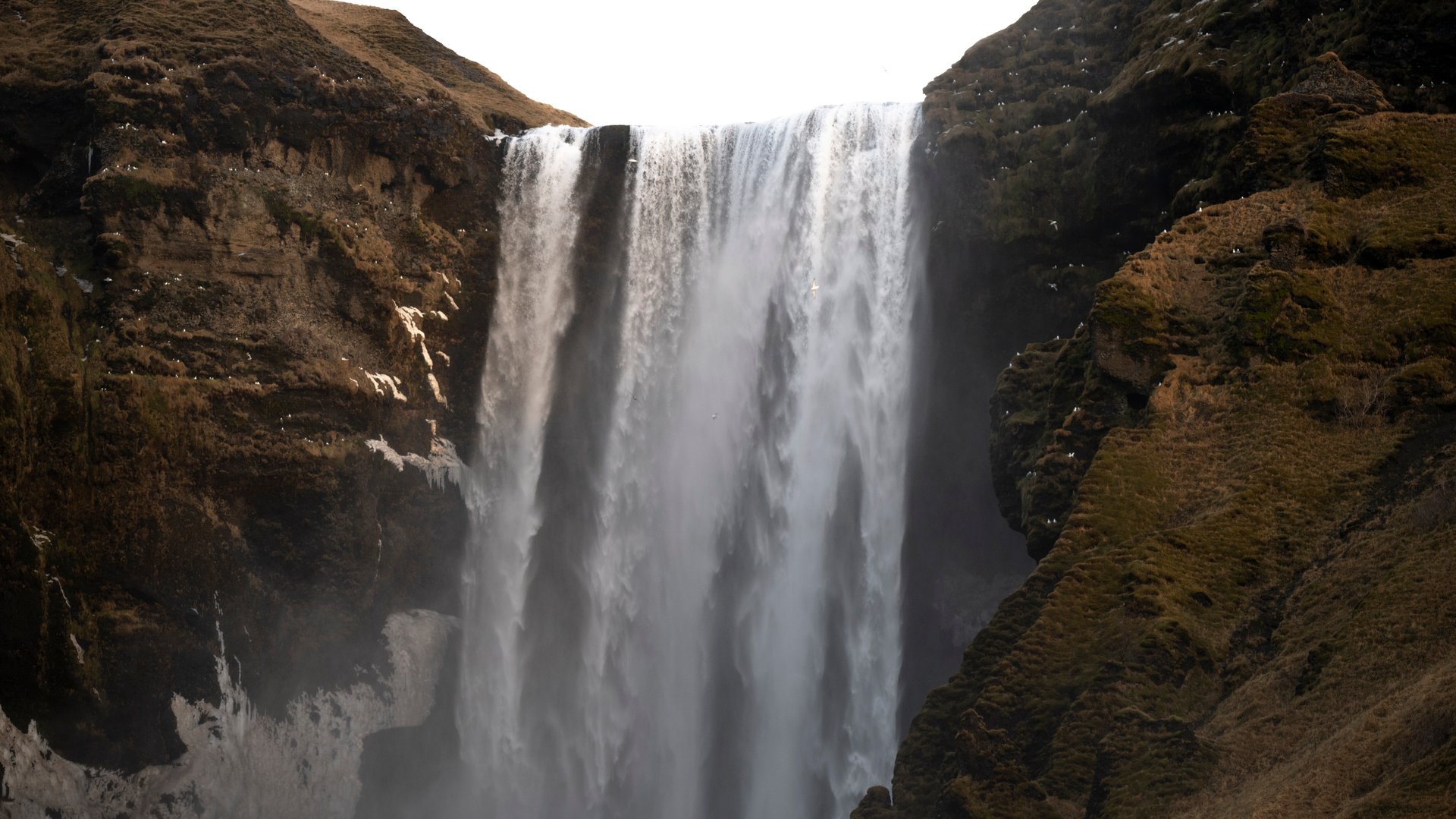 Skogafoss waterfall on the south coast of Iceland in late May