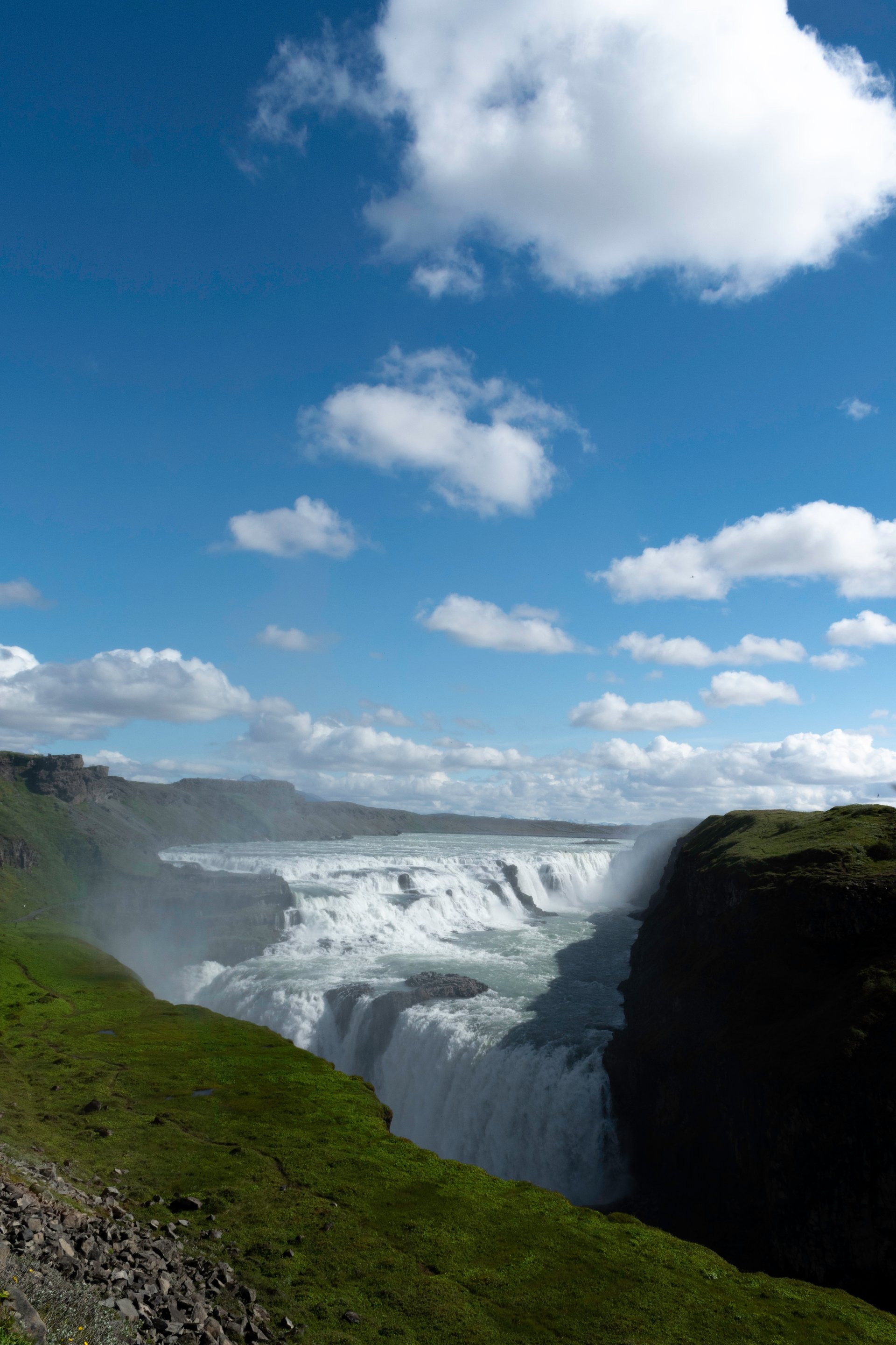 Gullfoss waterfall dropping into its deep canyon on the Golden Circle