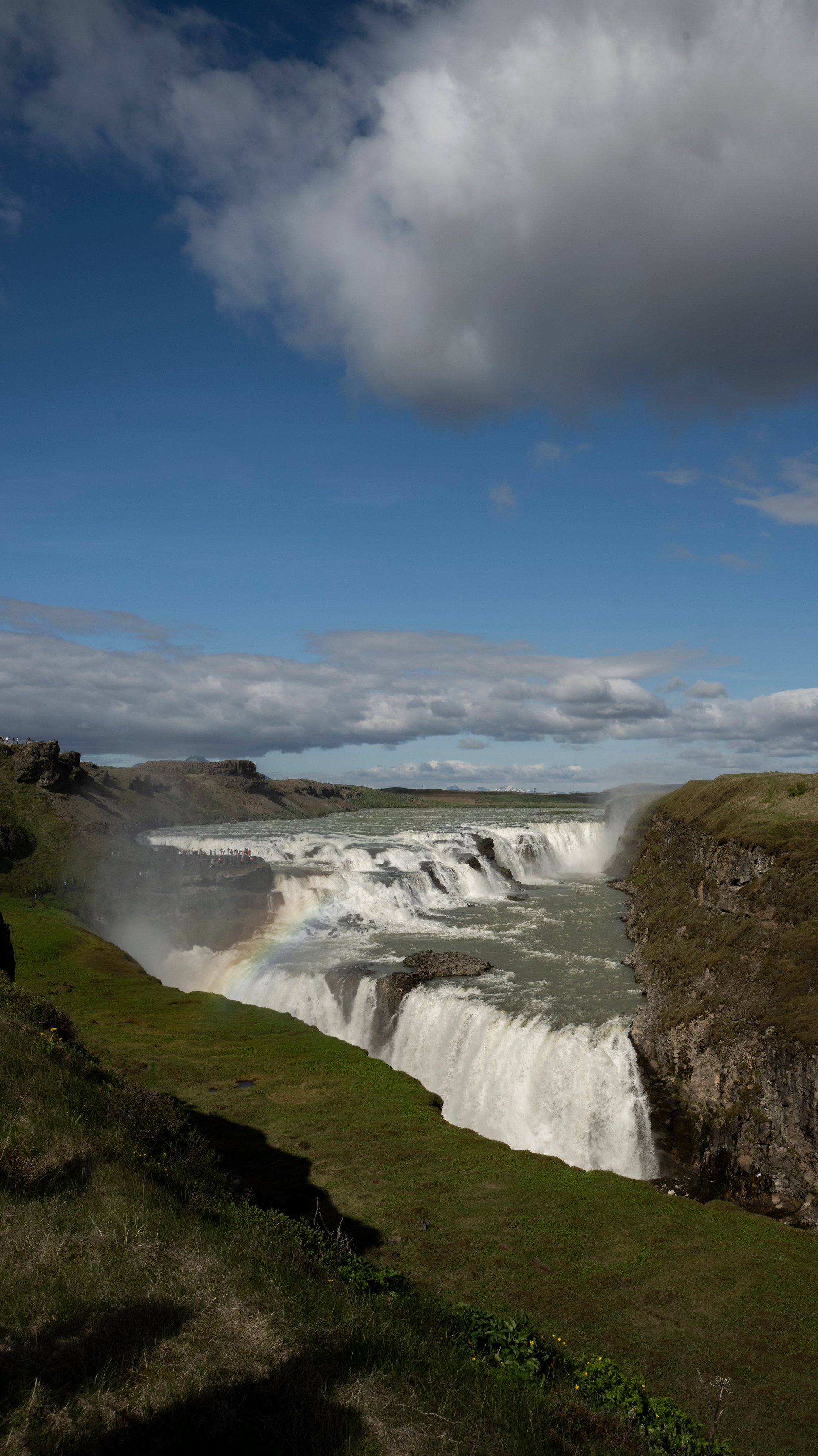 Gullfoss waterfall dropping into the canyon in the Golden Circle