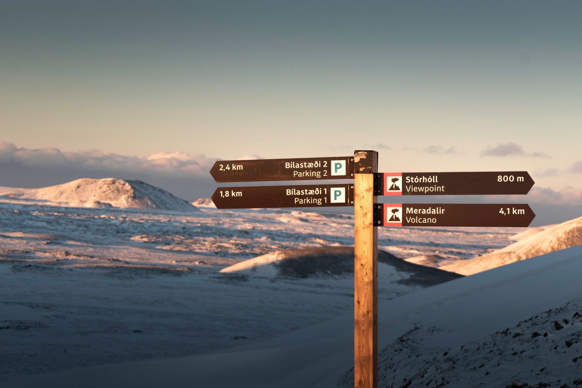 Hiking trail near Reykjavík with dramatic Icelandic mountain scenery