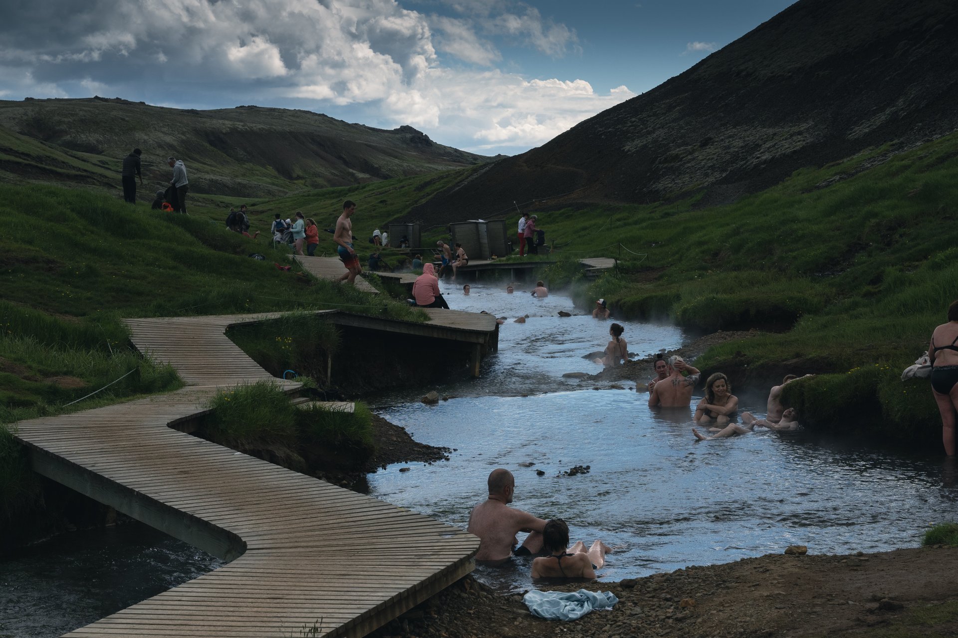 Reykjadalur valley panoramic view geothermal Iceland