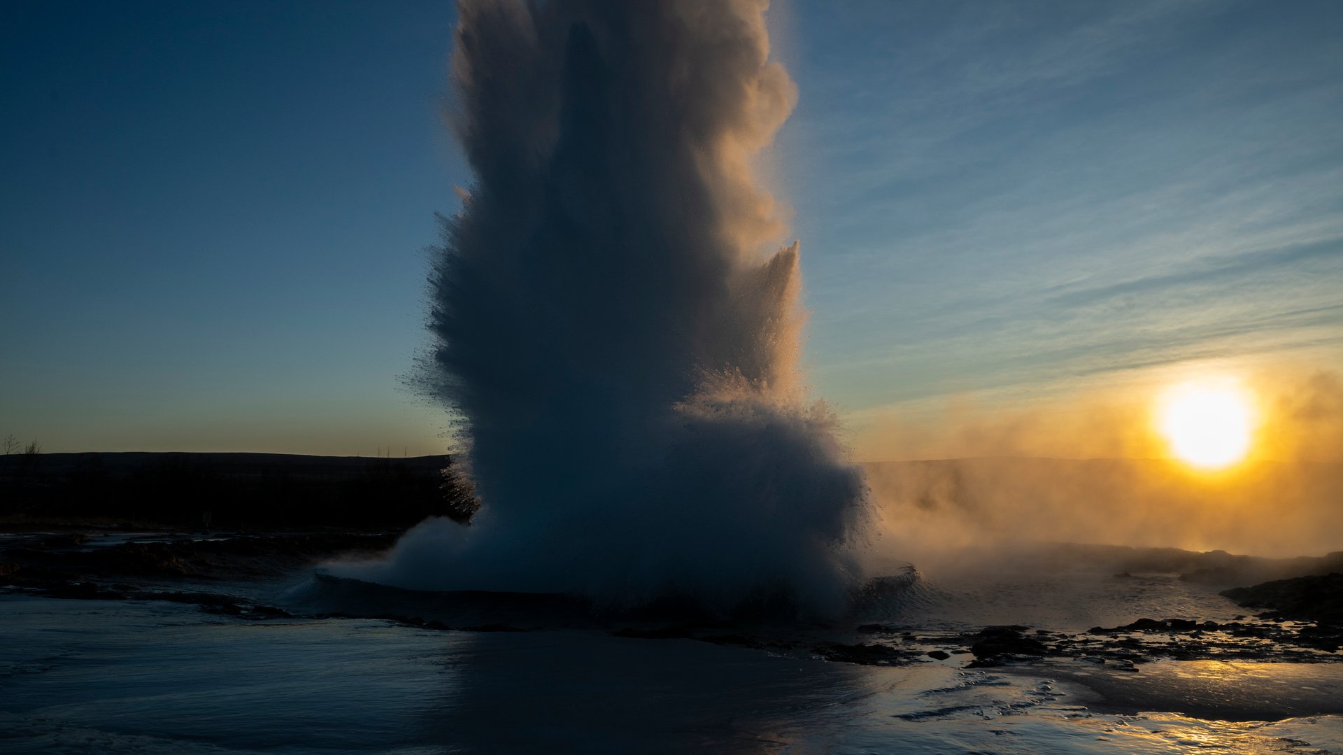 Strokkur erupting at the Geysir geothermal area