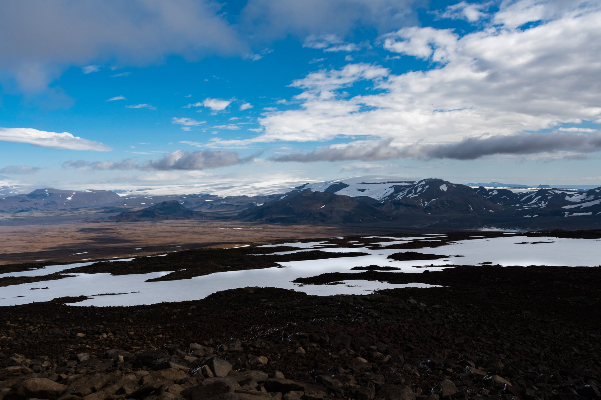 Vast volcanic landscape along the Kaldidalur pass