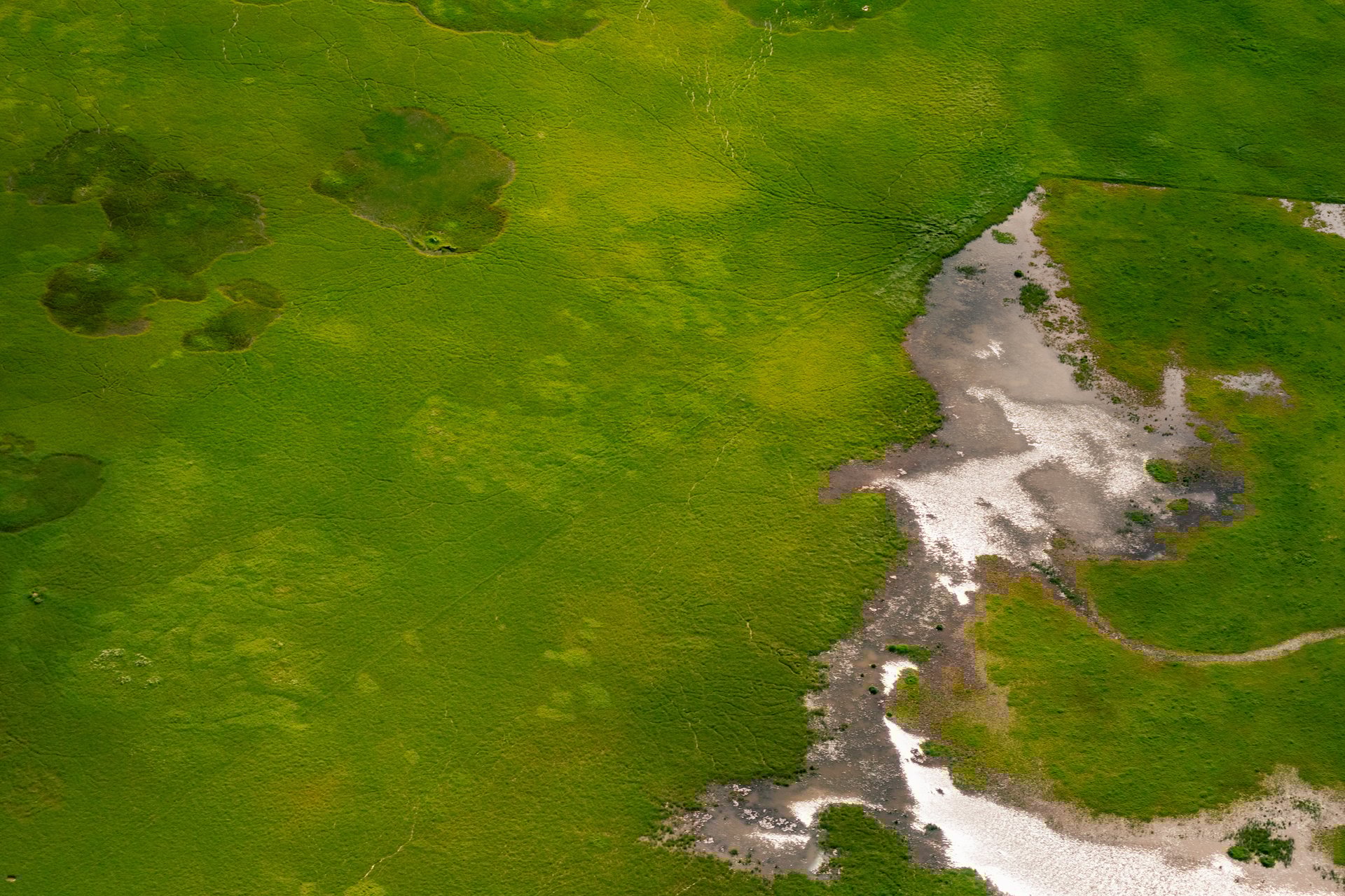 Highland landscape with rivers and mountains helicopter photography