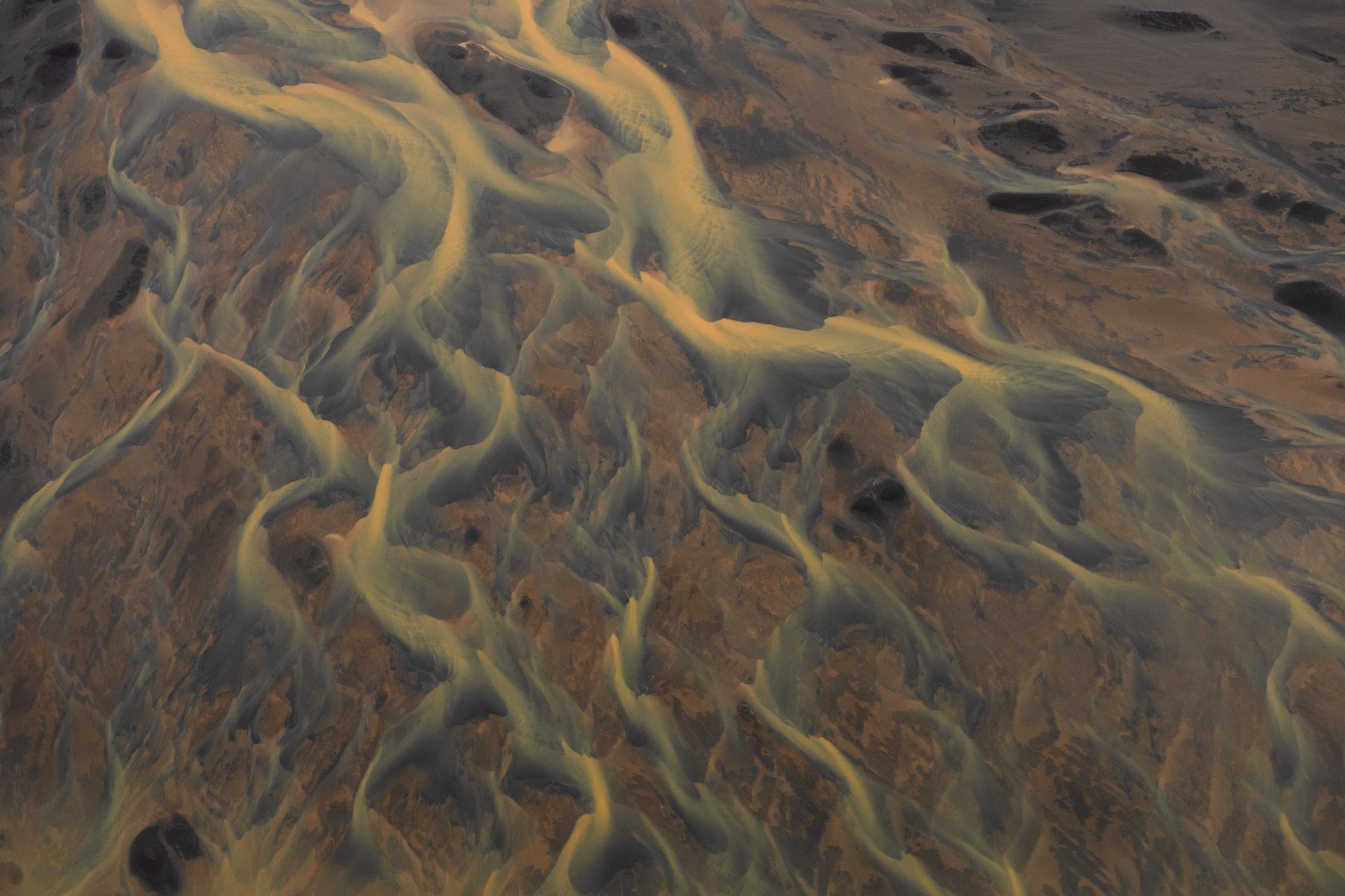 Volcanic crater aerial photography from Iceland helicopter tour