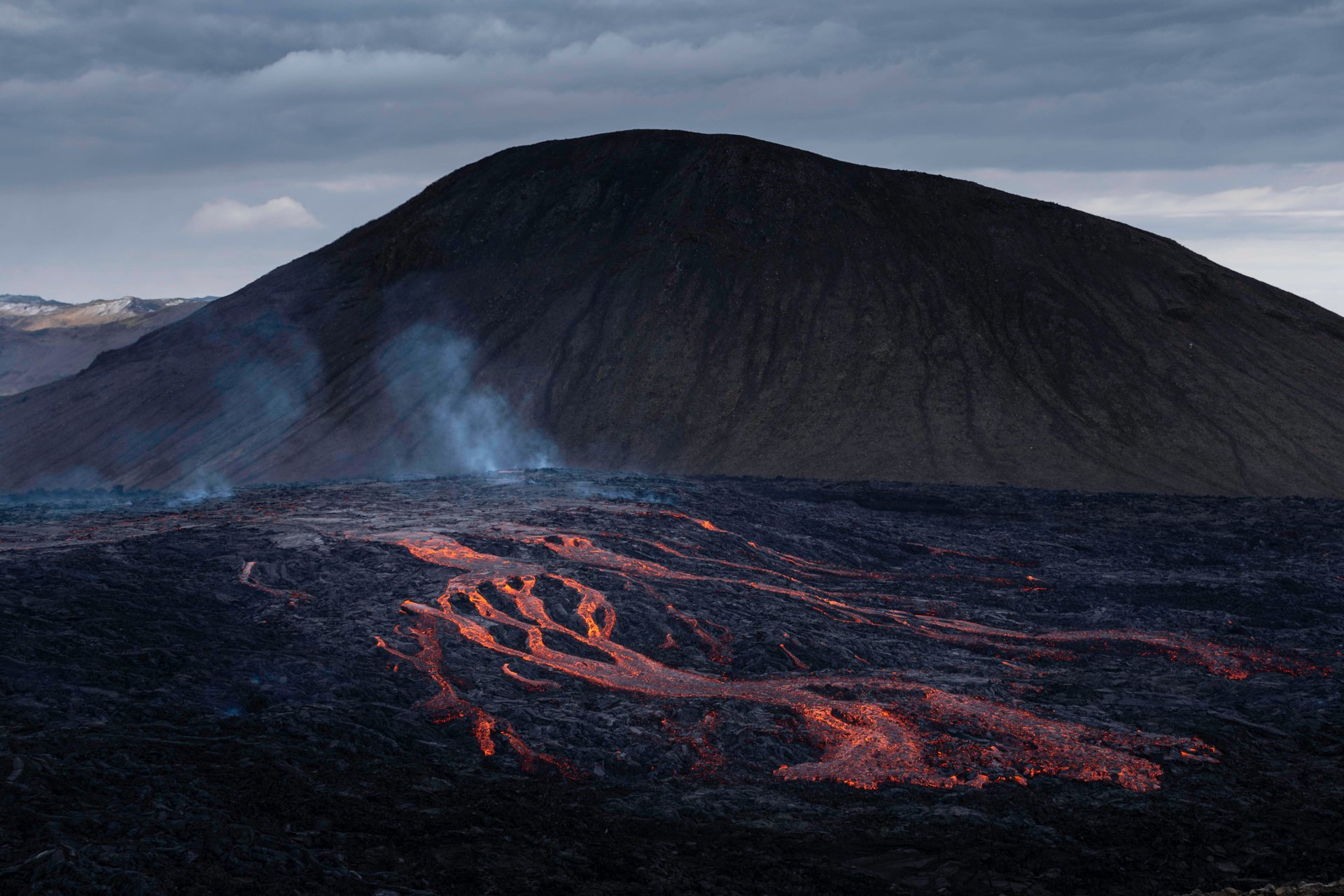 2021 Fagradalsfjall eruption with glowing lava Iceland