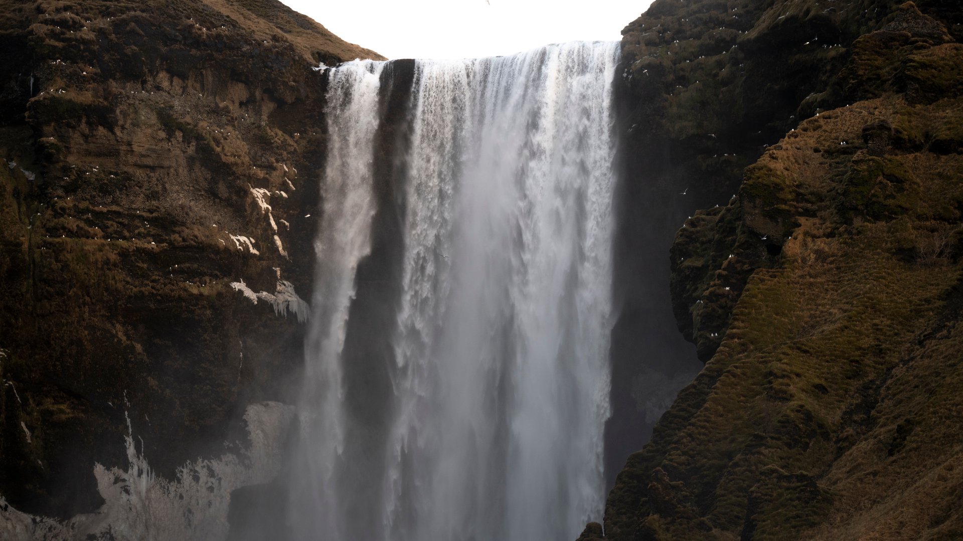 Skógafoss waterfall 60 meters South Coast Iceland winter