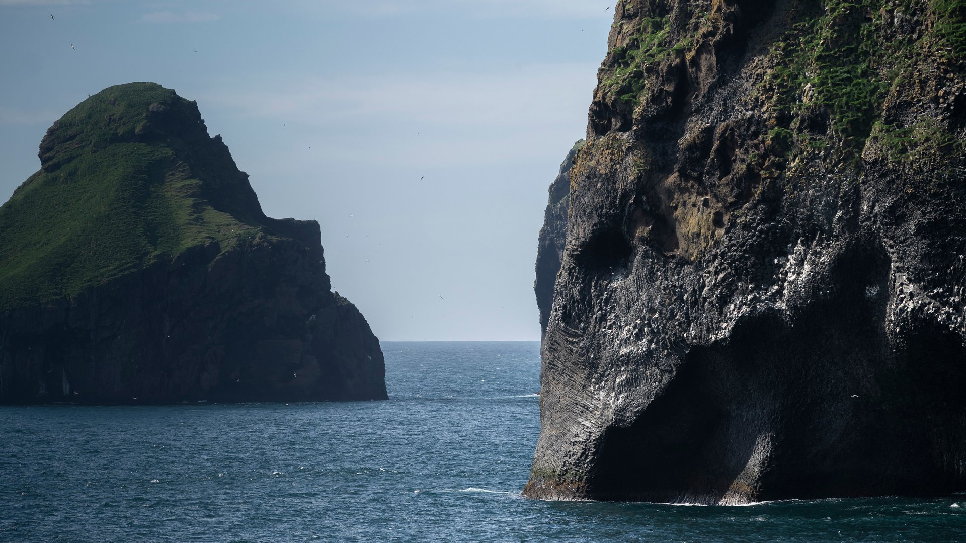 Elephant Rock basalt formation on Heimaey, Westman Islands Iceland