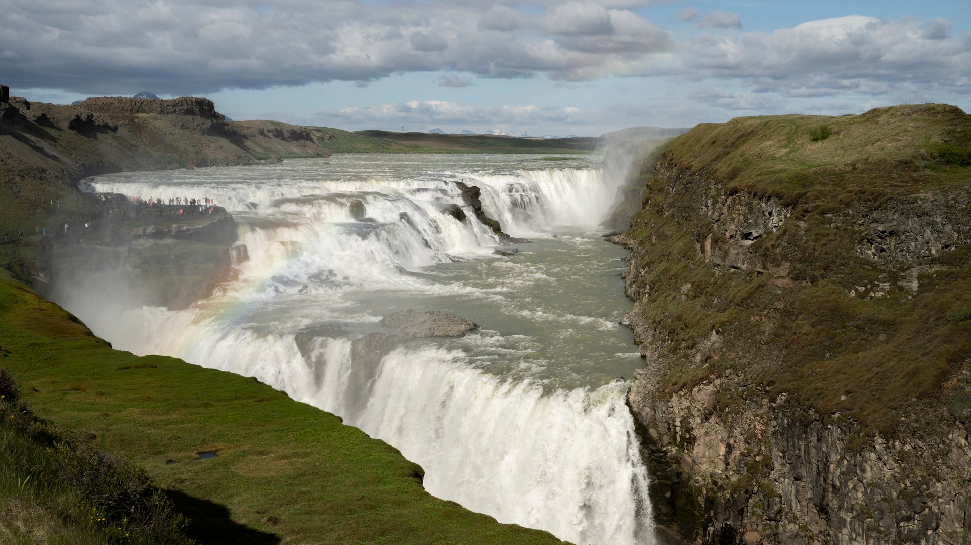 Gullfoss waterfall dropping in two stages into the Hvítá canyon, Golden Circle Iceland