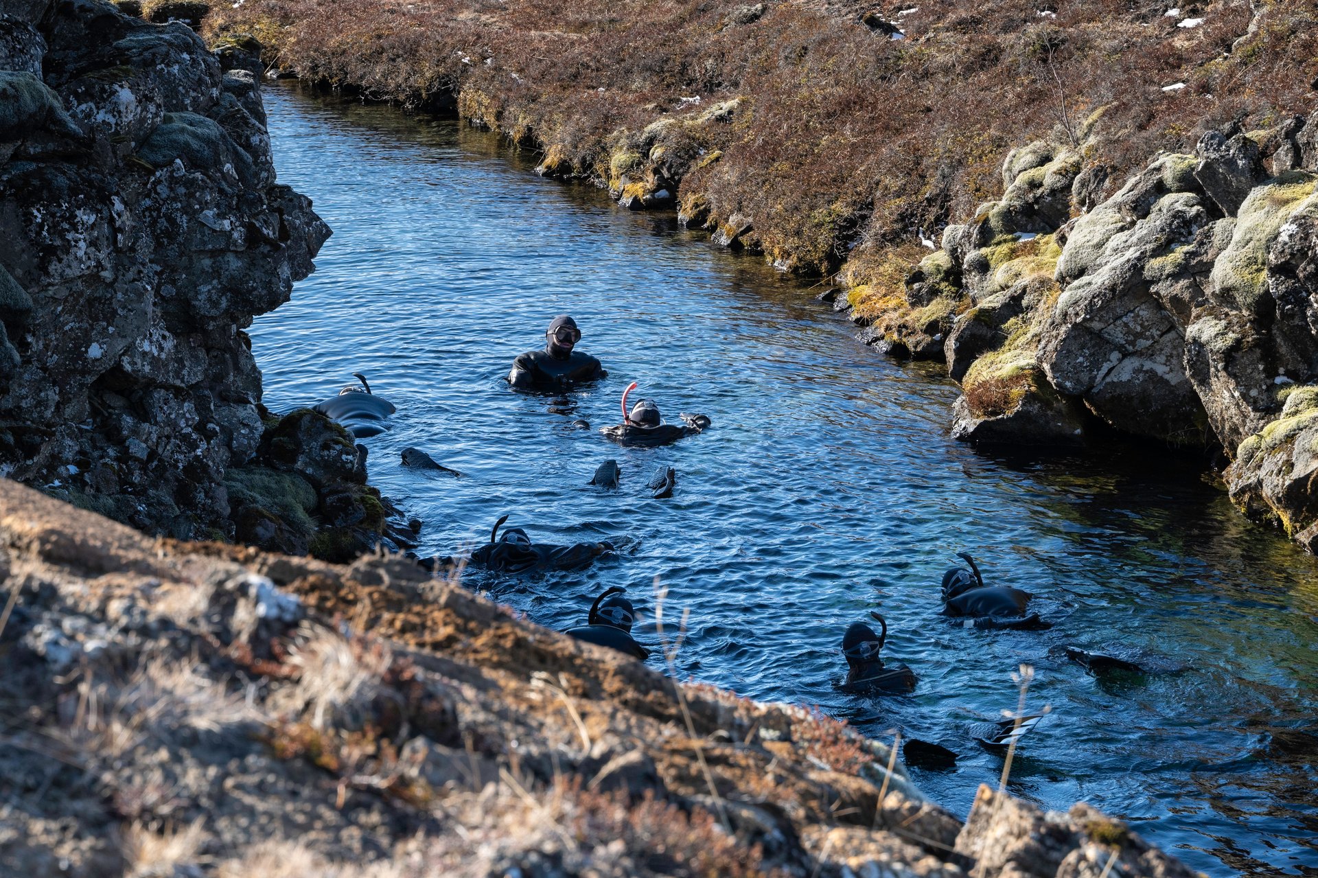 Snorkeling in Silfra fissure Iceland Thingvellir