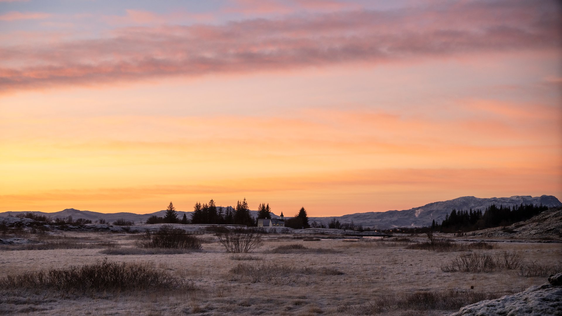 Þingvellir National Park Iceland with continental rift and historic site