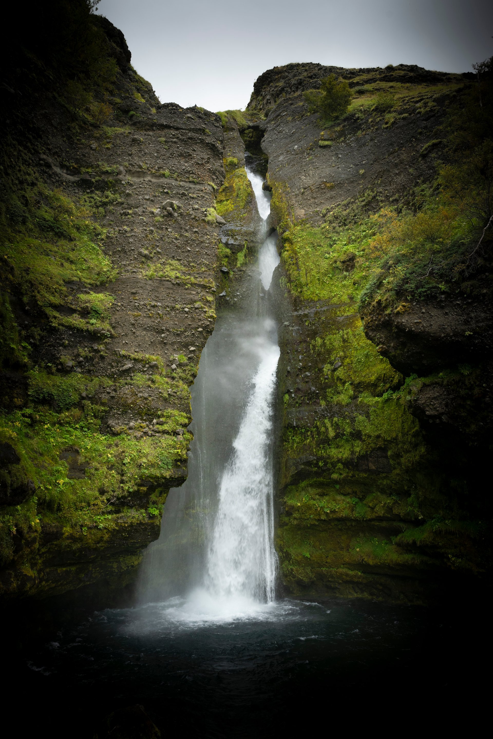 Gluggafoss waterfall Iceland with window-like opening