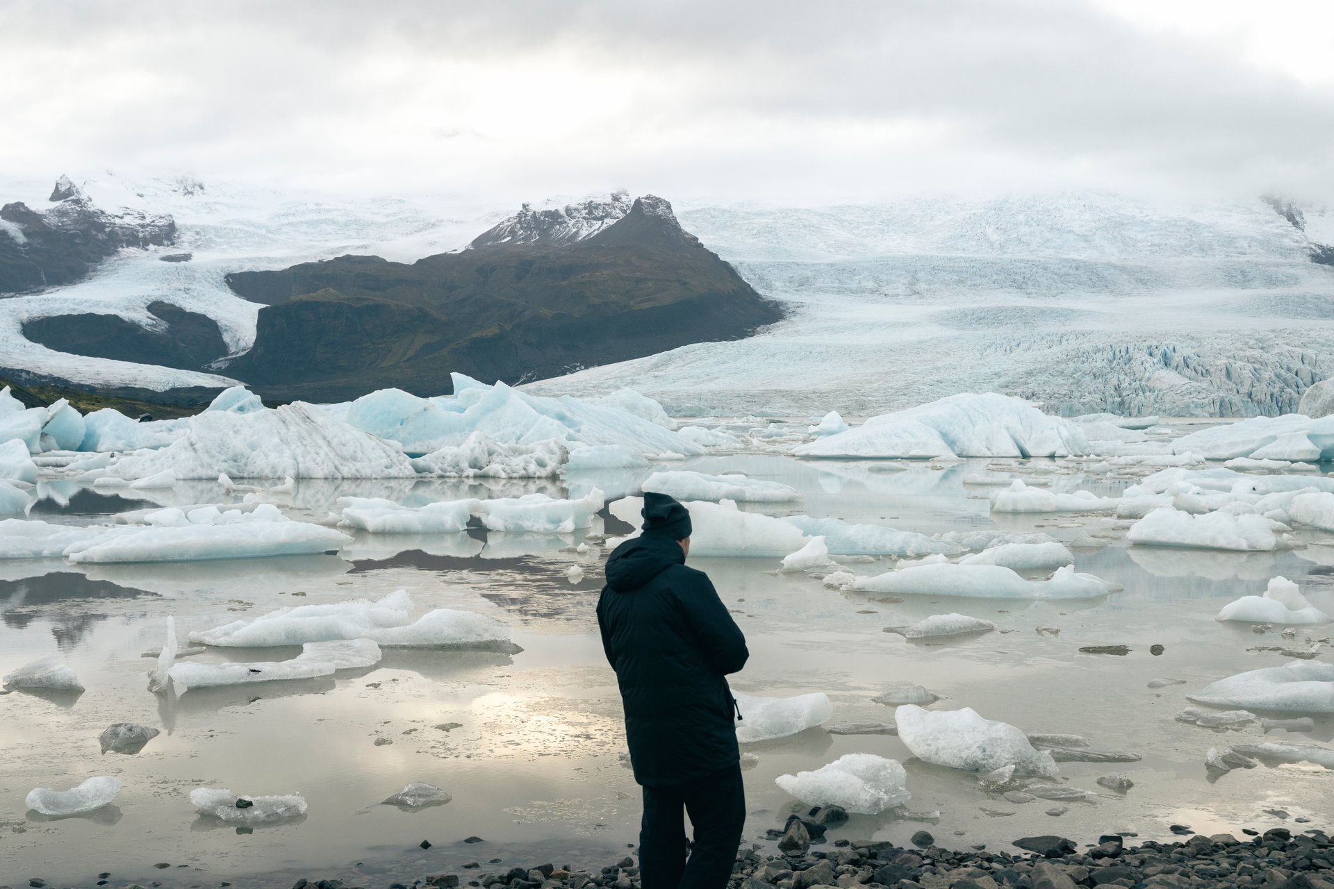 Iceland South Coast dramatic landscape with glaciers waterfalls and black sand beaches