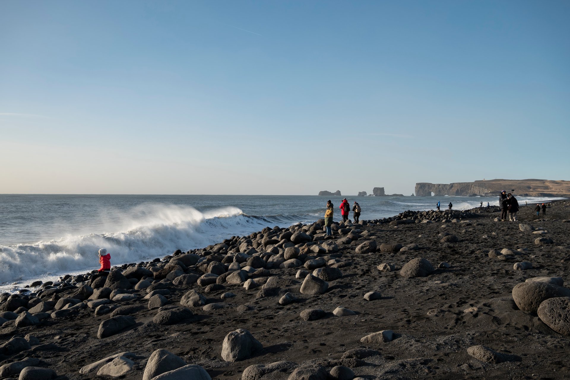 Erosion and landslide aftermath at Reynisfjara near the parking area