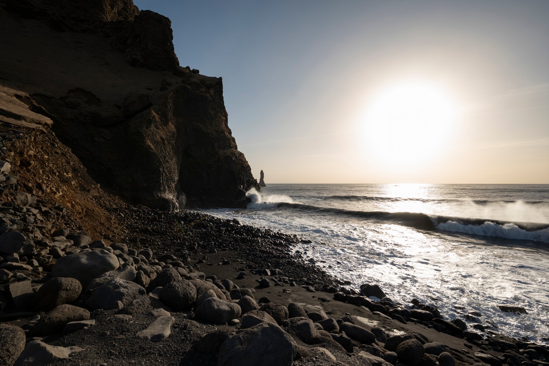 Reynisfjara black sand beach in Iceland after the 2026 landslide