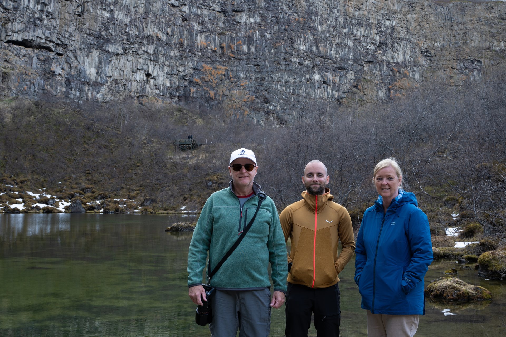 Clients with their private guide at Ásbyrgi canyon in North Iceland