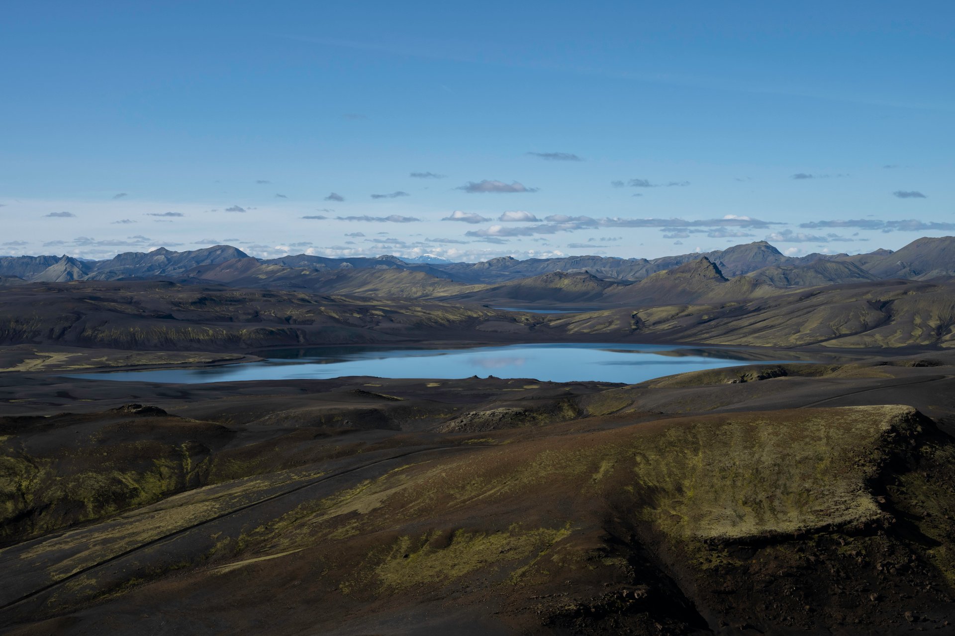 Cratères de la fissure volcanique de Laki dans les Hautes Terres d'Islande