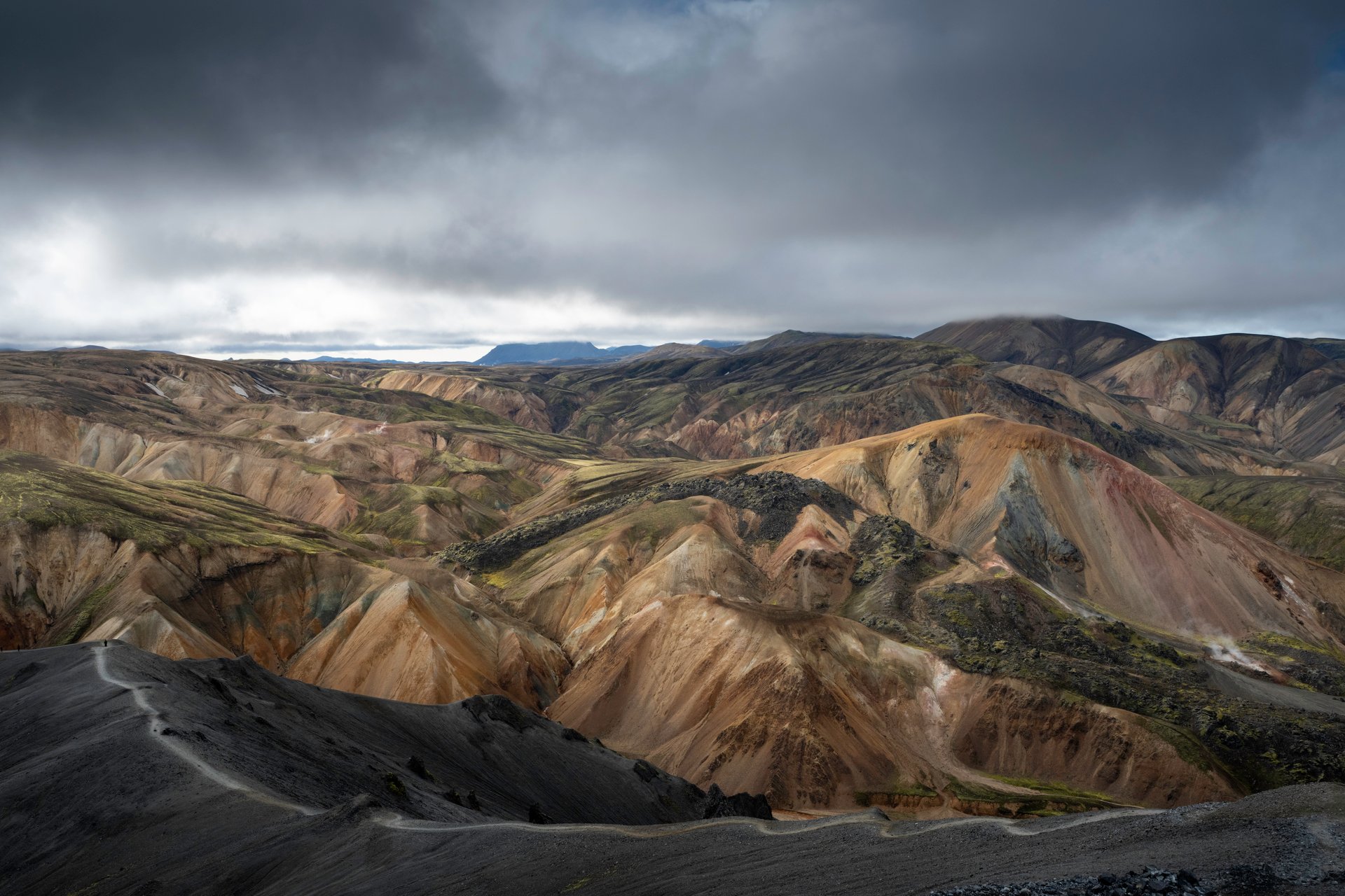 Vue panoramique des montagnes de Landmannalaugar
