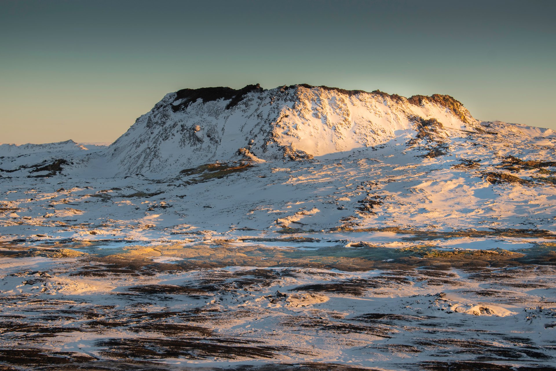 Fagradalsfjall volcano hike through fresh lava fields in Iceland