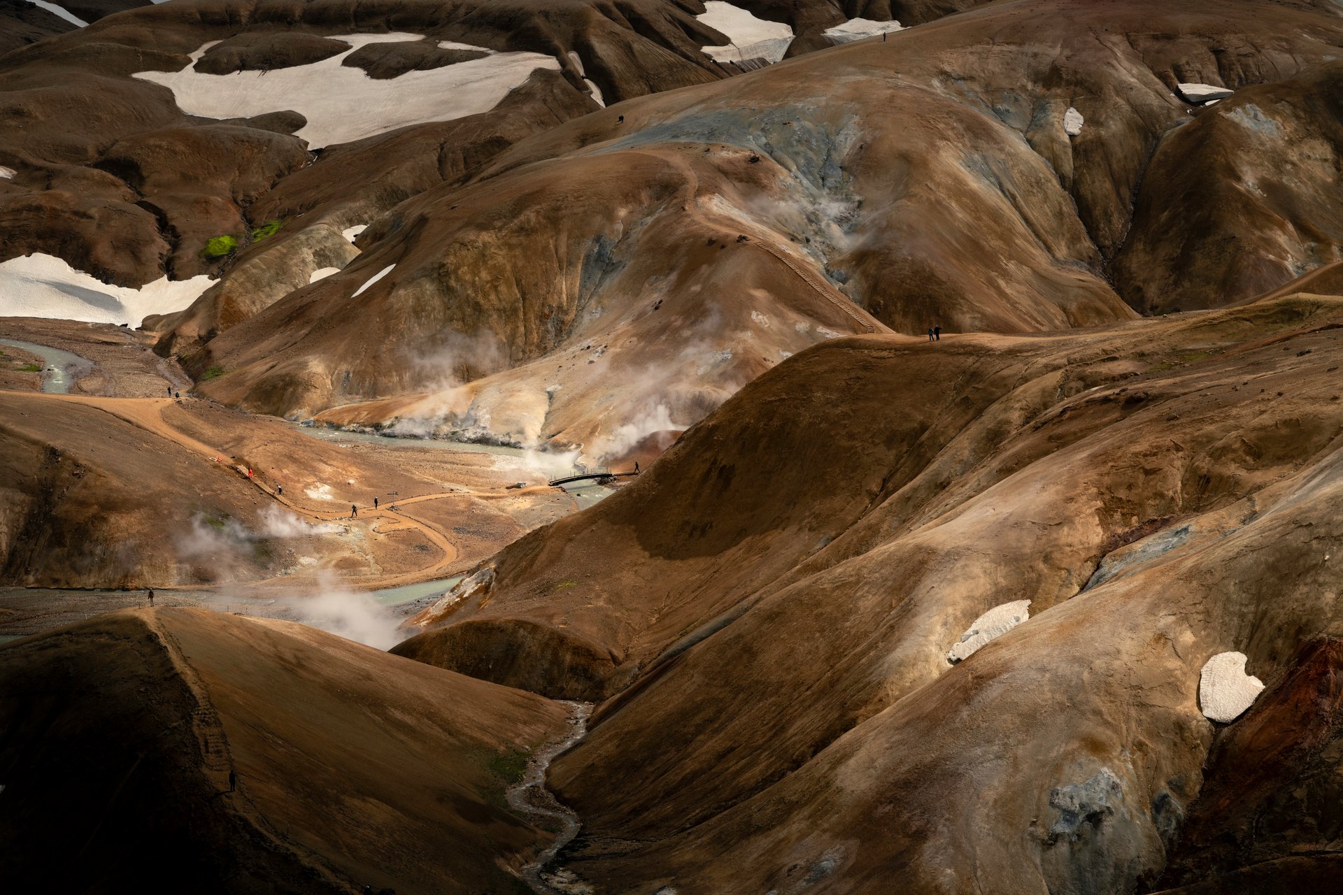 Colorful Kerlingarfjöll highland mountains with geothermal steam