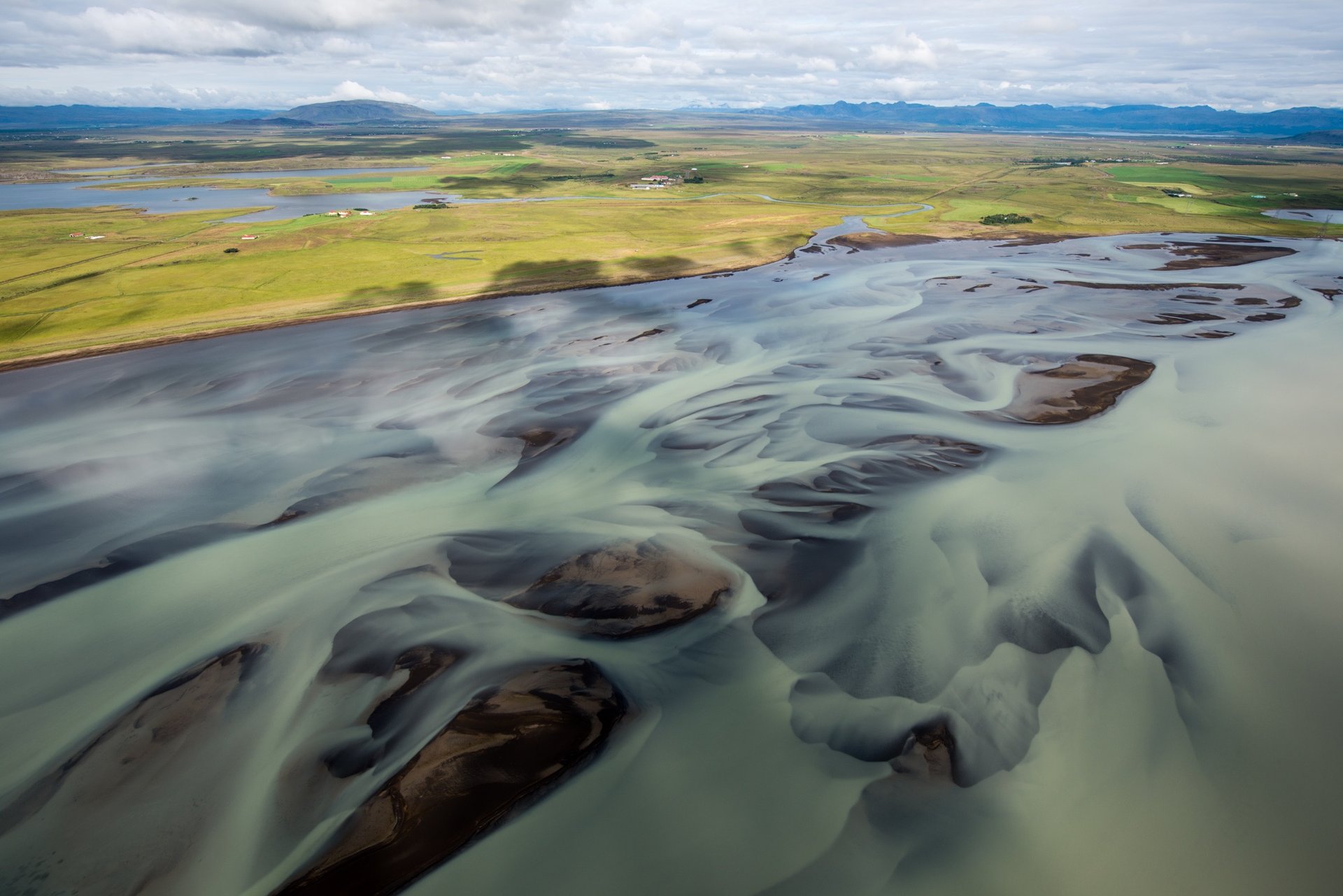 Colorful Landmannalaugar geothermal mountains from helicopter aerial view