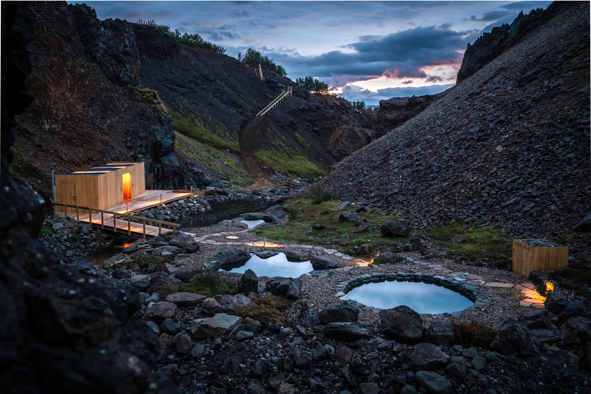 Húsafell Canyon Baths natural pools canyon walls Iceland
