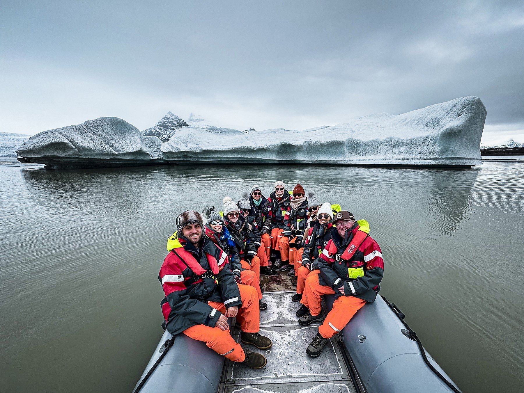 Brilliant blue iceberg colors during boat tour South Iceland
