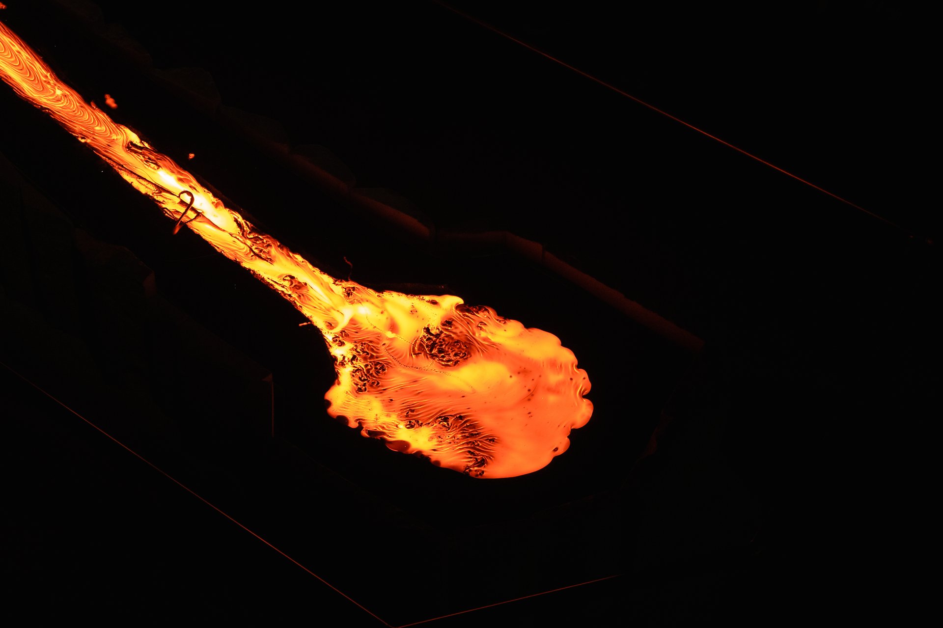 Real flowing molten lava demonstration at Lava Show Vík South Coast Iceland