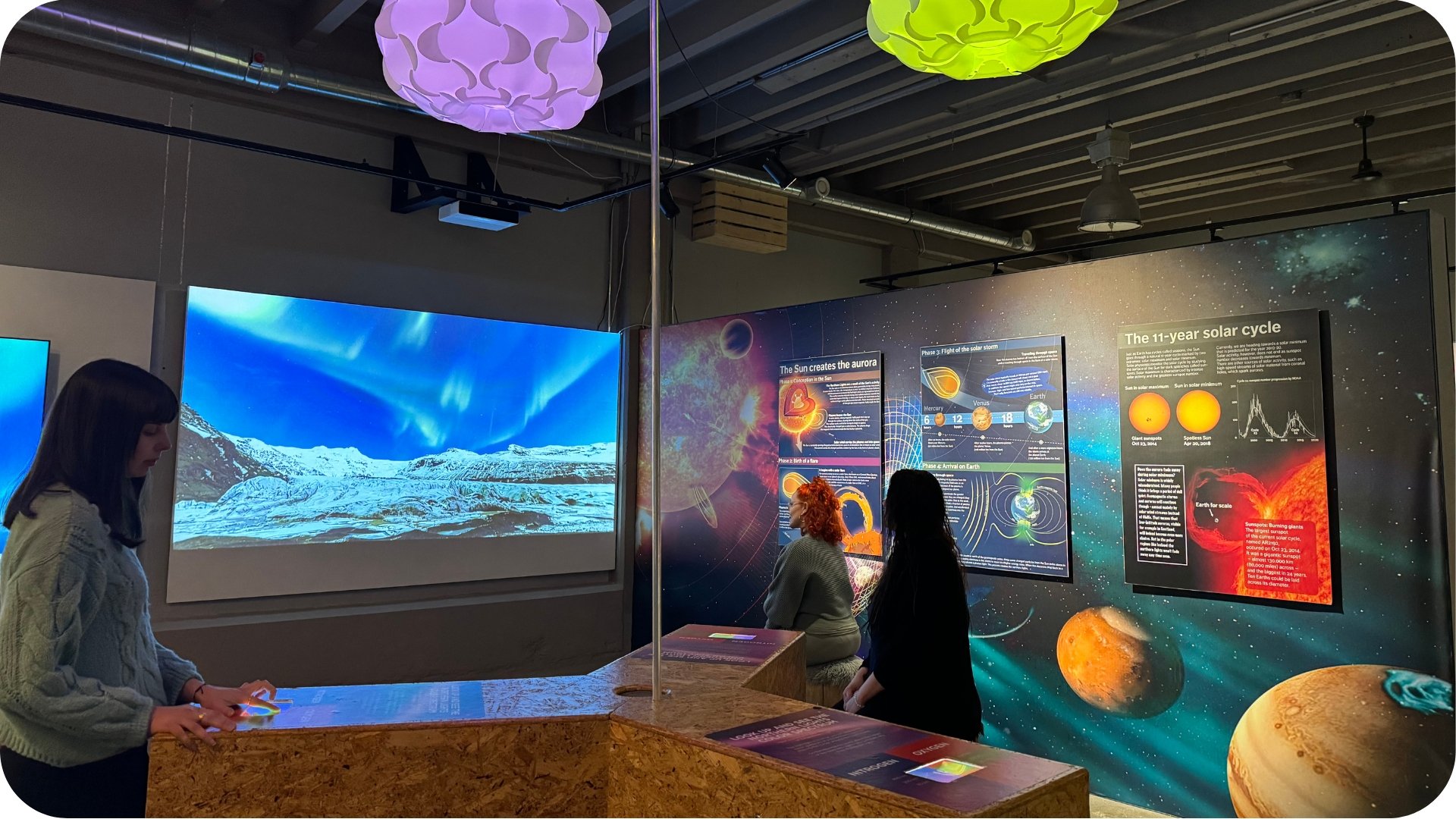 Interactive aurora borealis exhibits at Northern Lights Museum Reykjavík