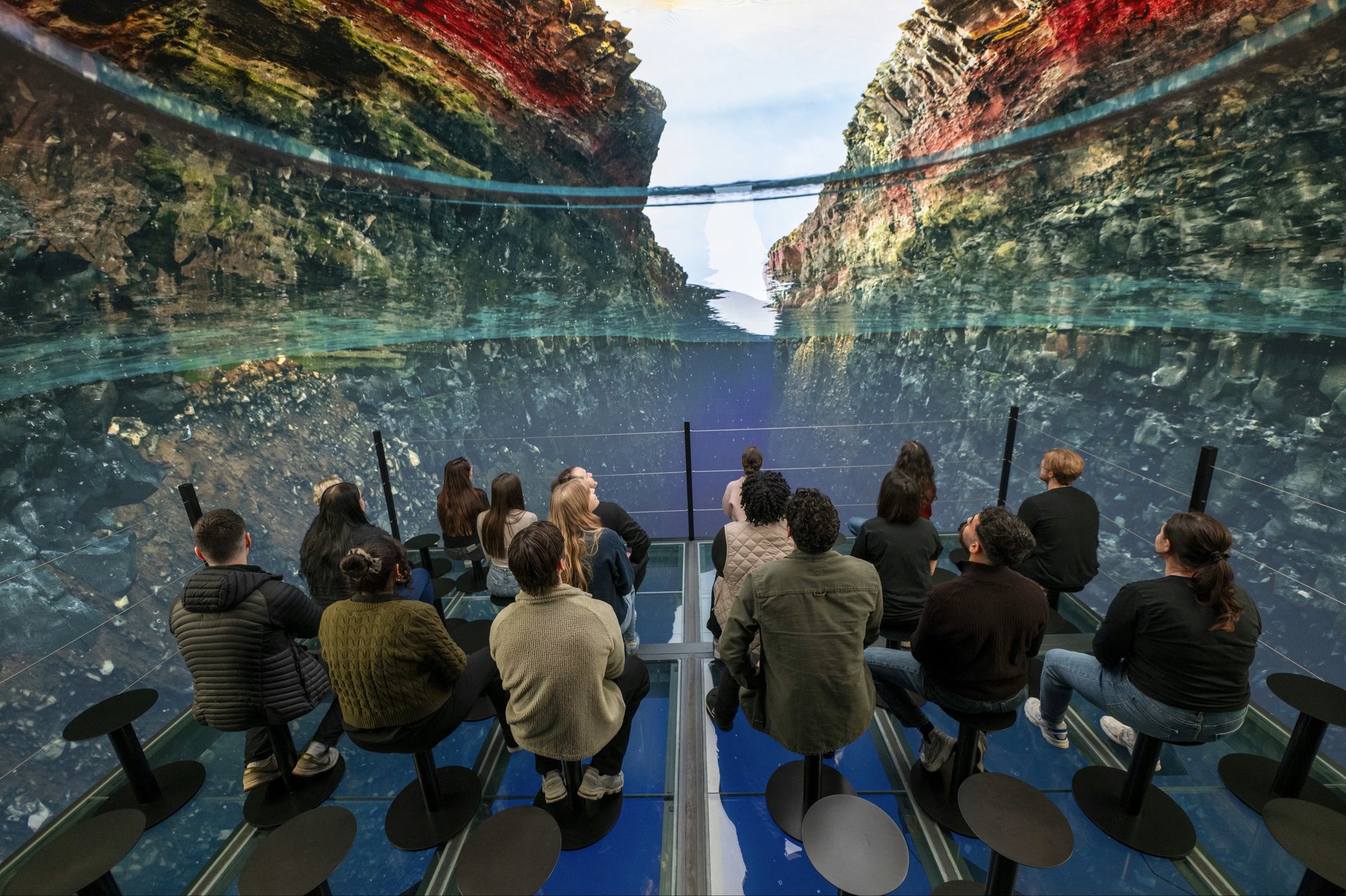 Permanent indoor ice cave with authentic glacial ice at Perlan Museum