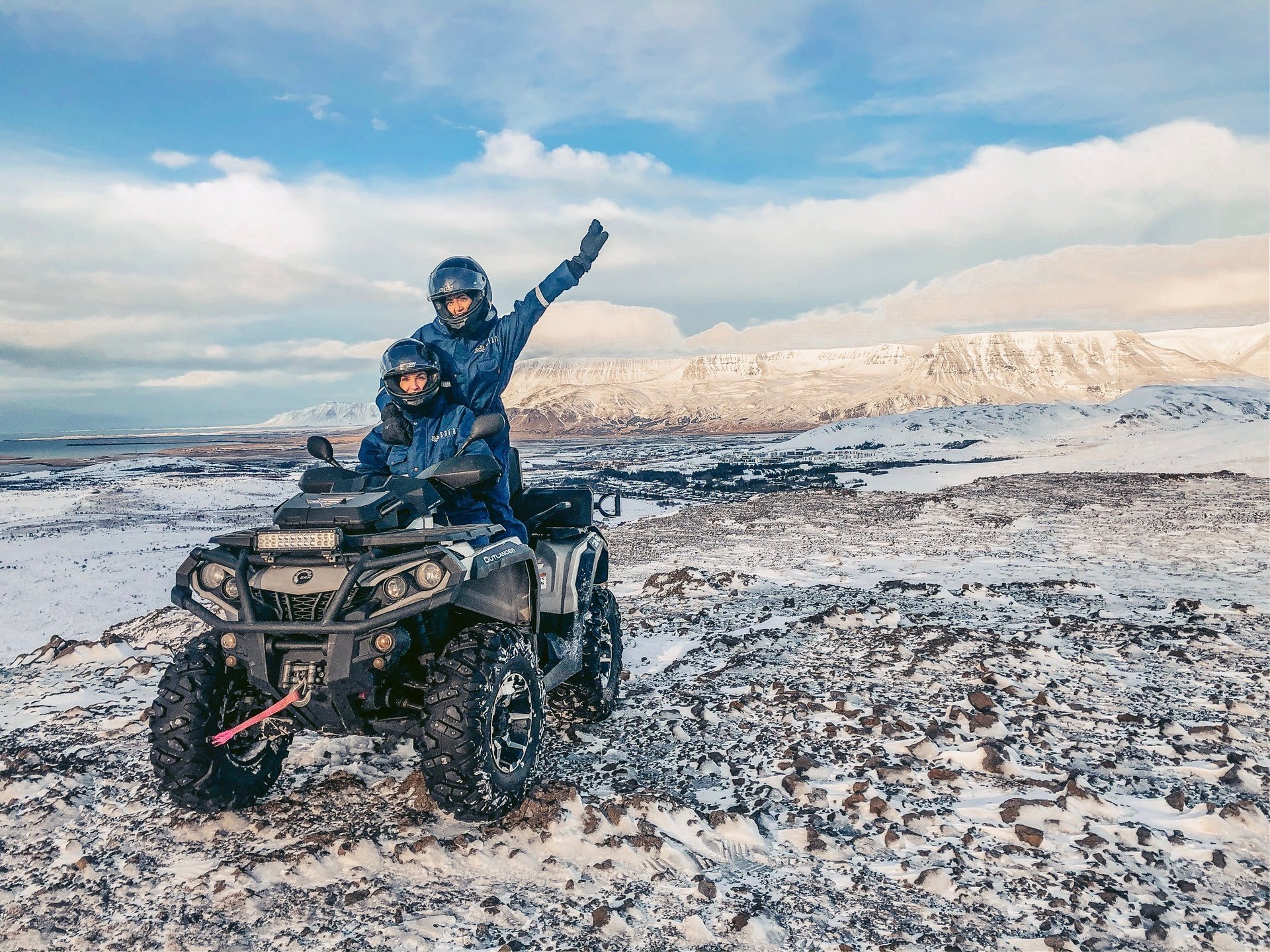 360-degree panoramic views from Úlfarsfell summit ATV expedition