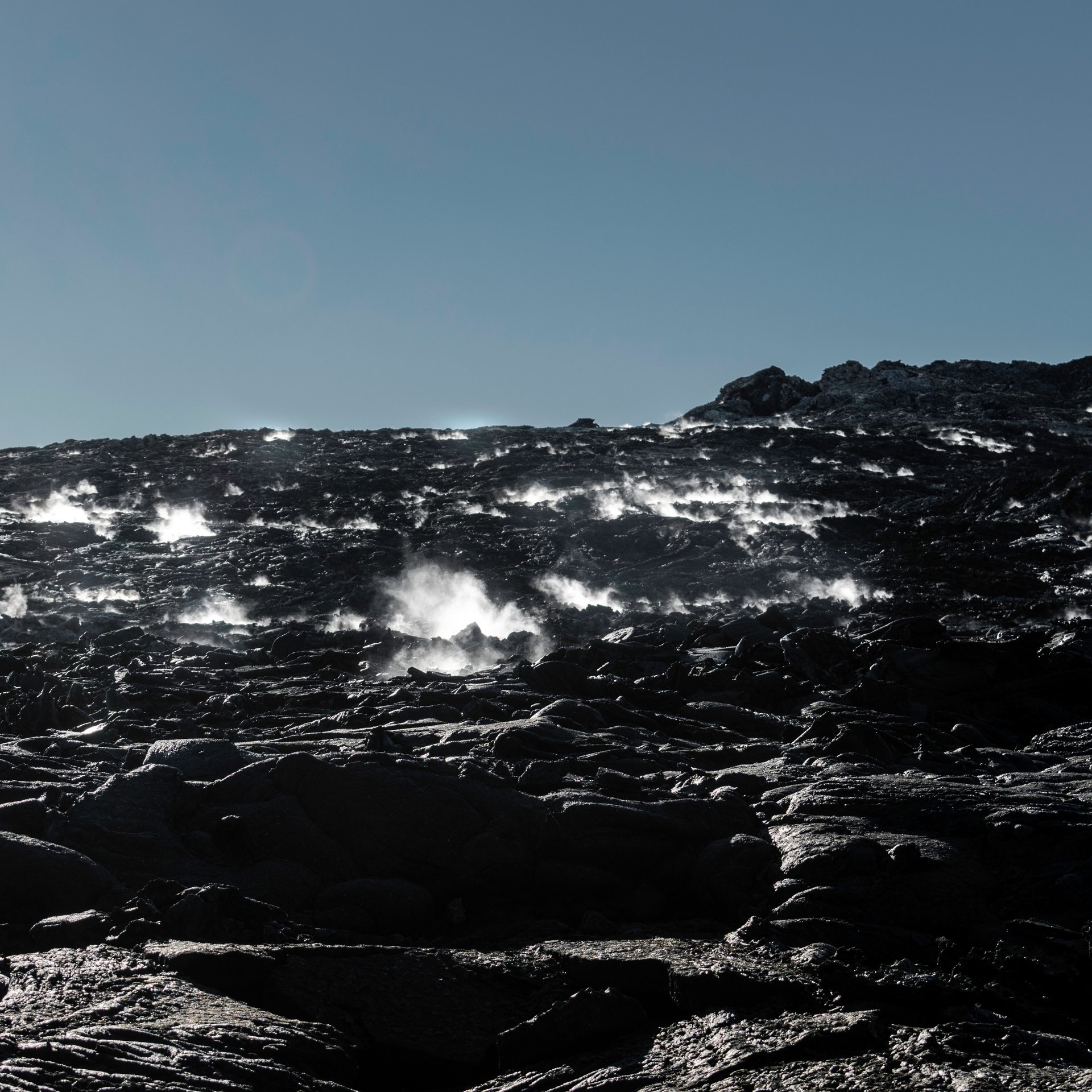 Volcanic landscape with solidified lava flows at Fagradalsfjall