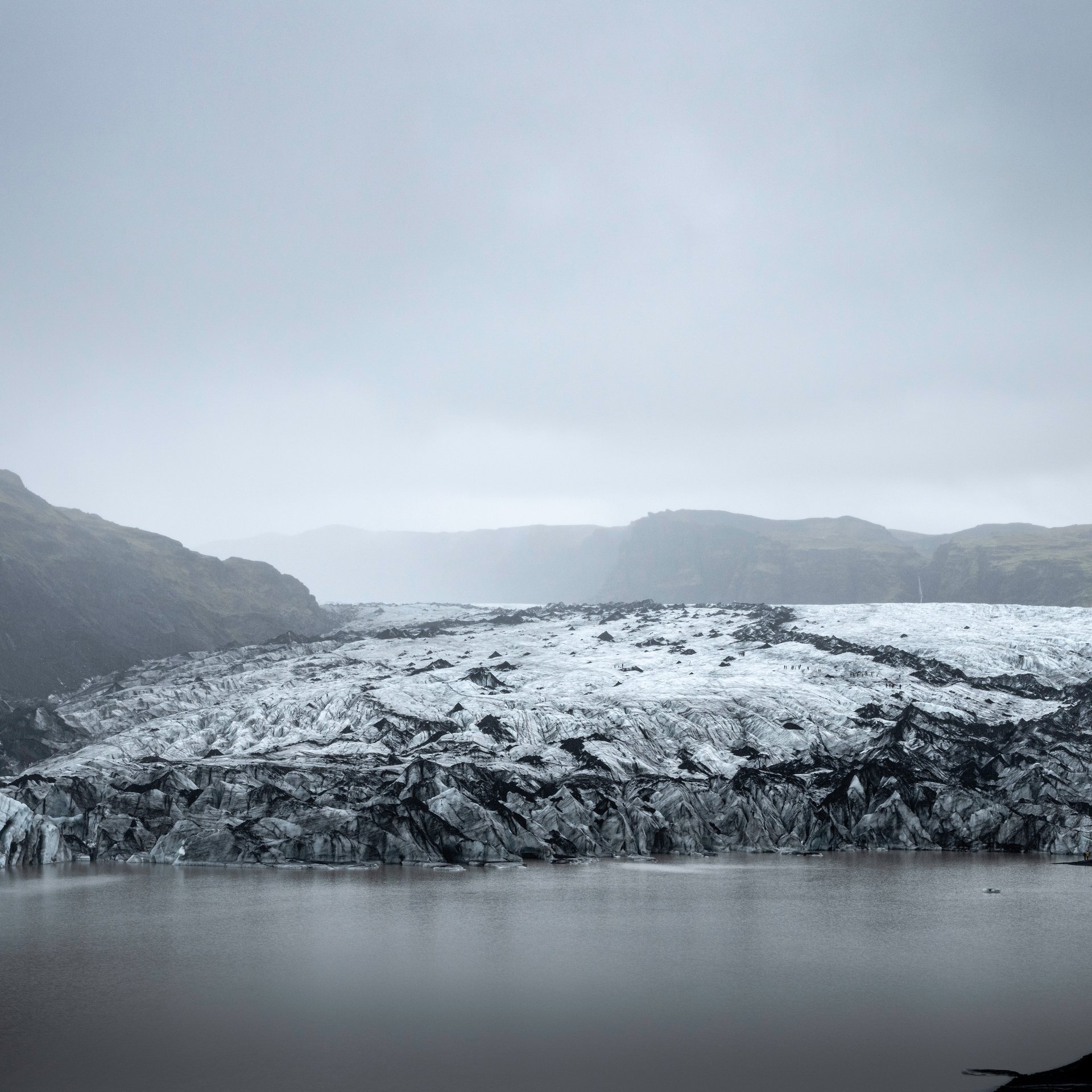 Breathtaking glacier panorama with volcanic ash layers