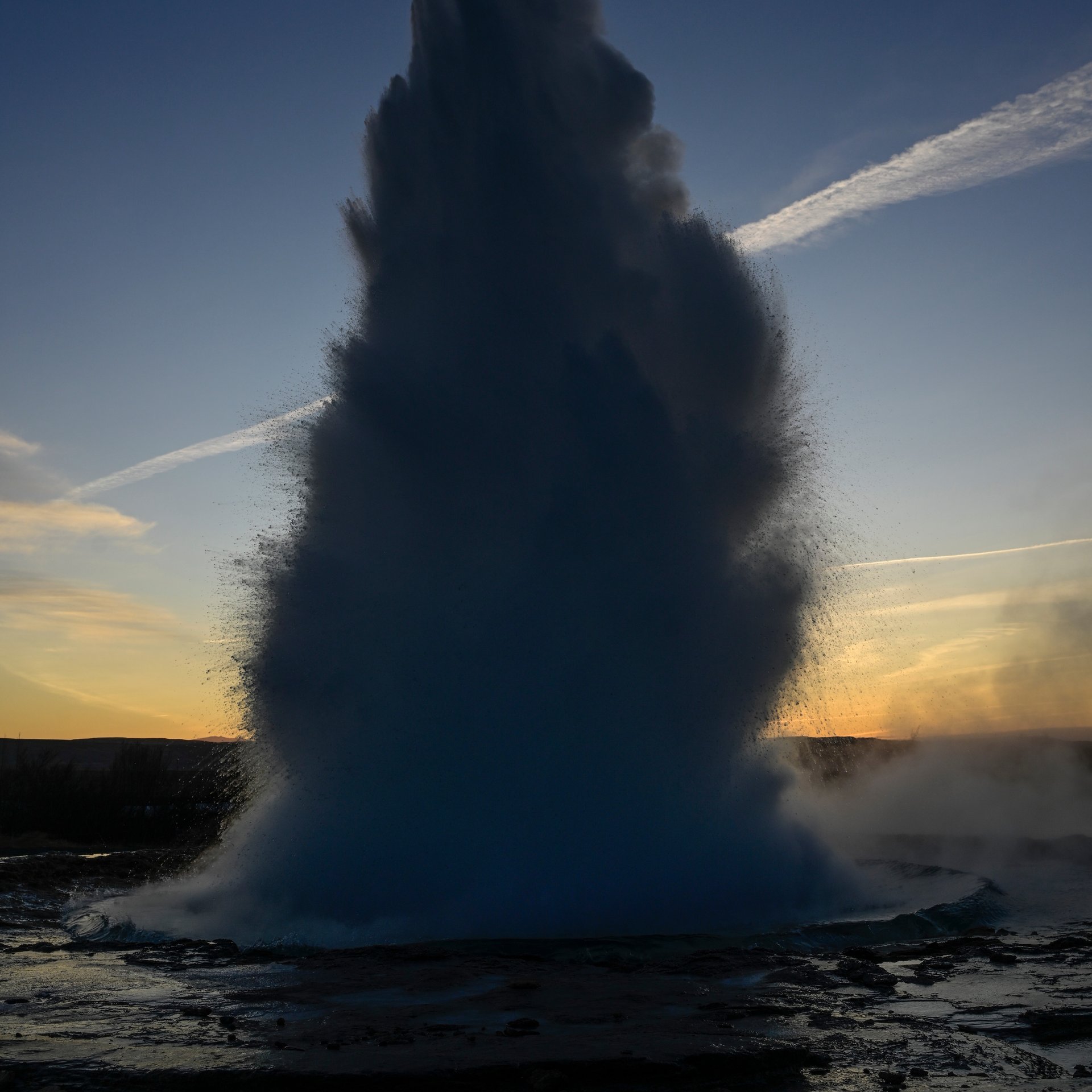 Strokkur geyser eruption at Geysir geothermal area
