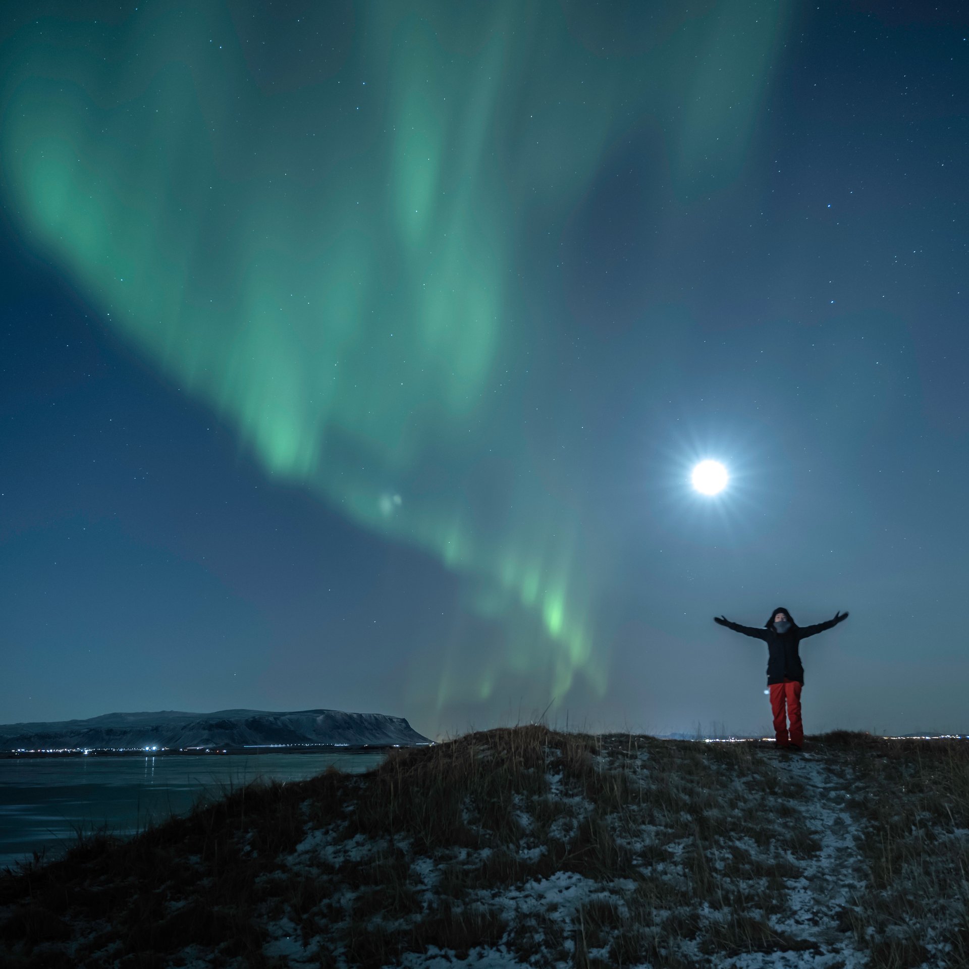 Spectacular Northern Lights over Iceland's remote landscape