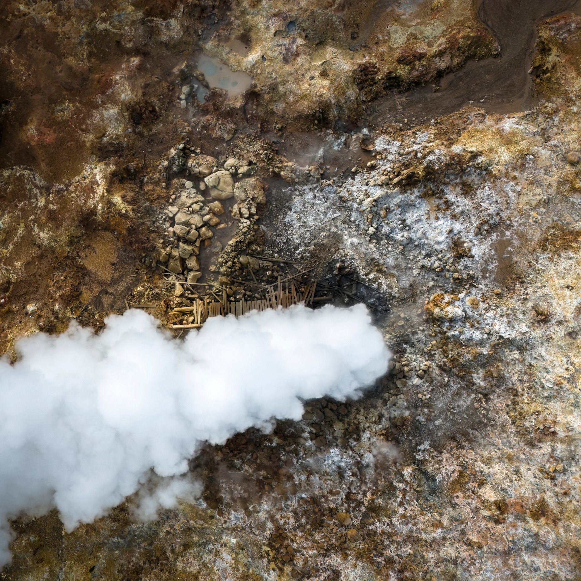 Powerful steam rising from Gunnuhver hot springs