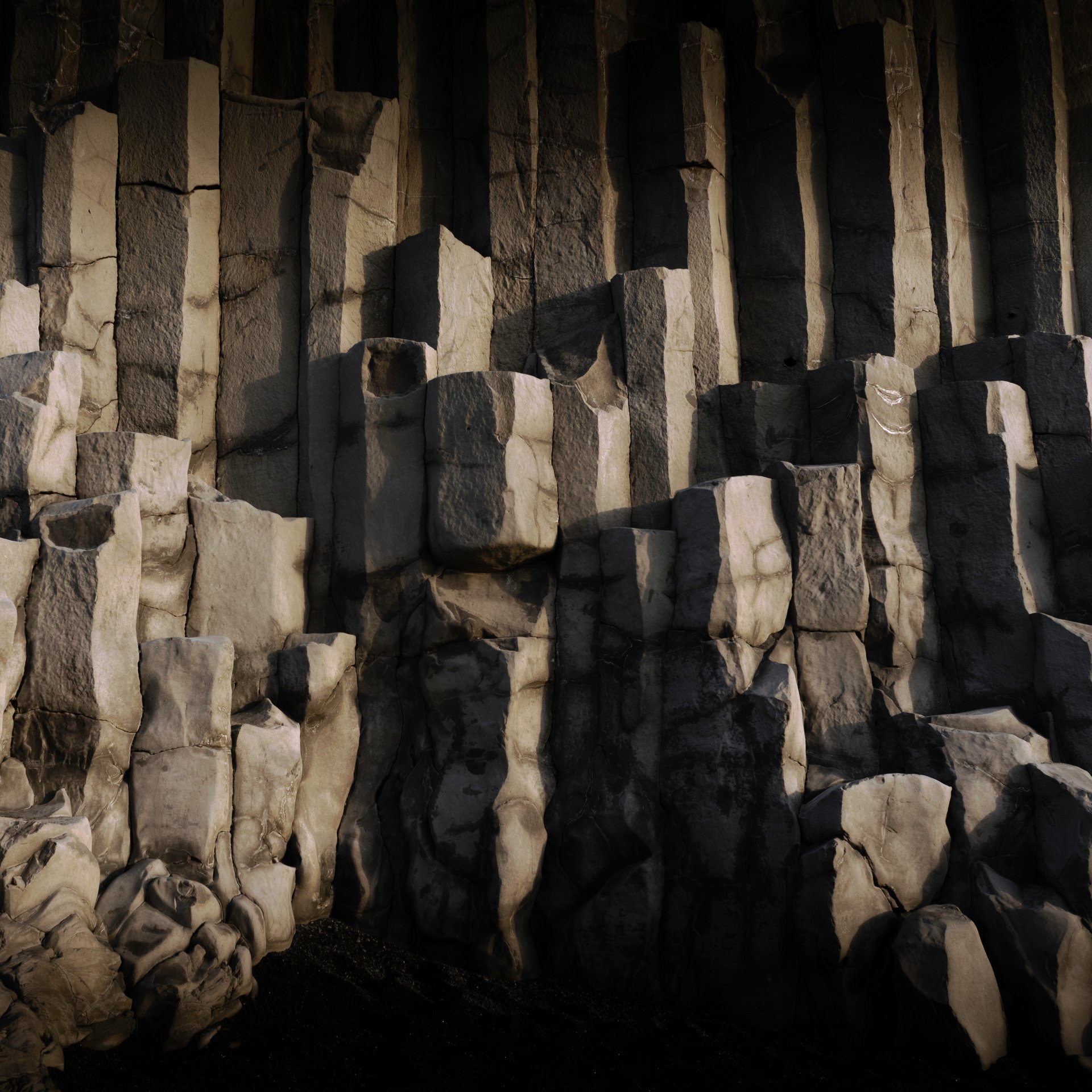 Puffins nesting at Dýrhólaey cliffs during summer season