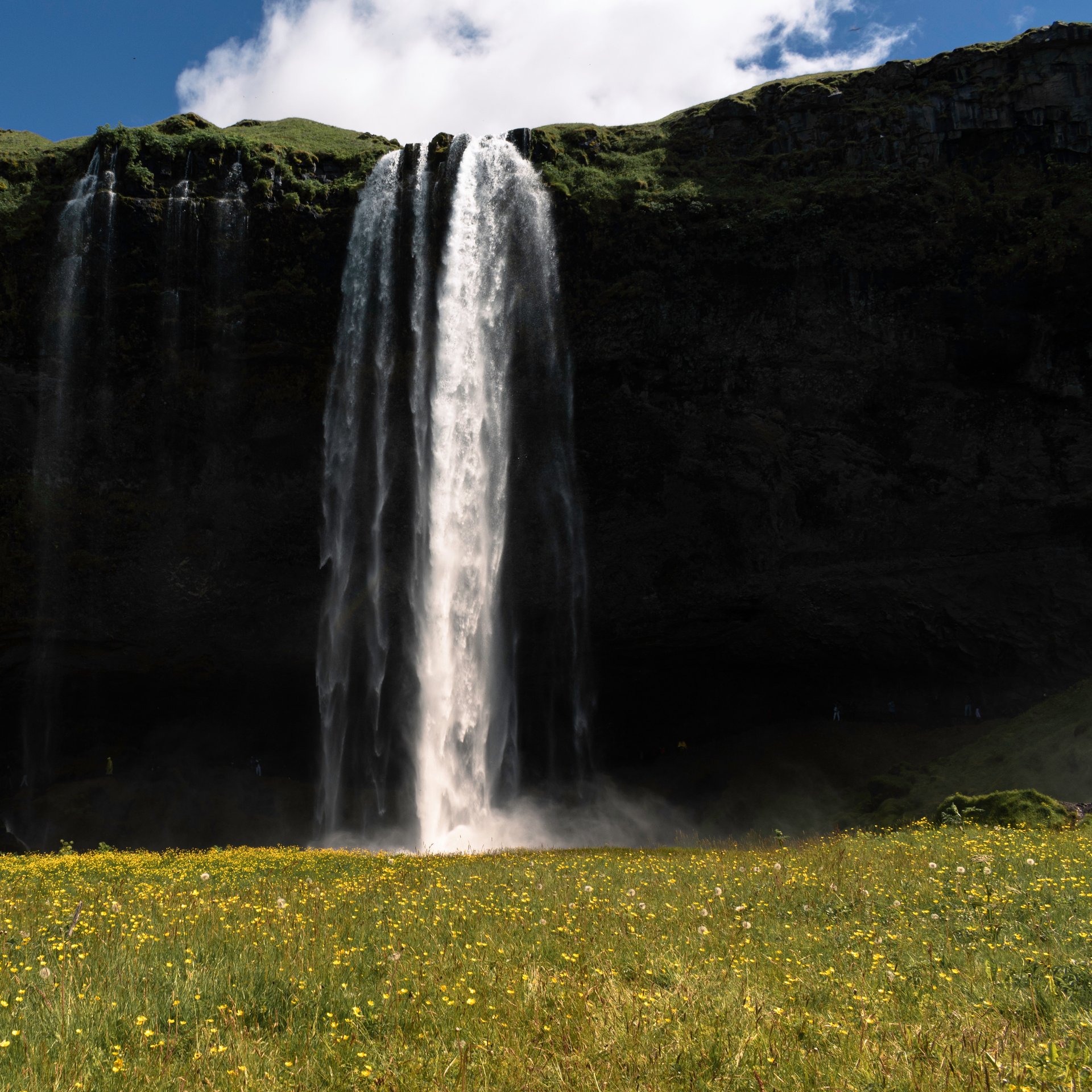 Dramatic south coast landscape with glaciers and waterfalls