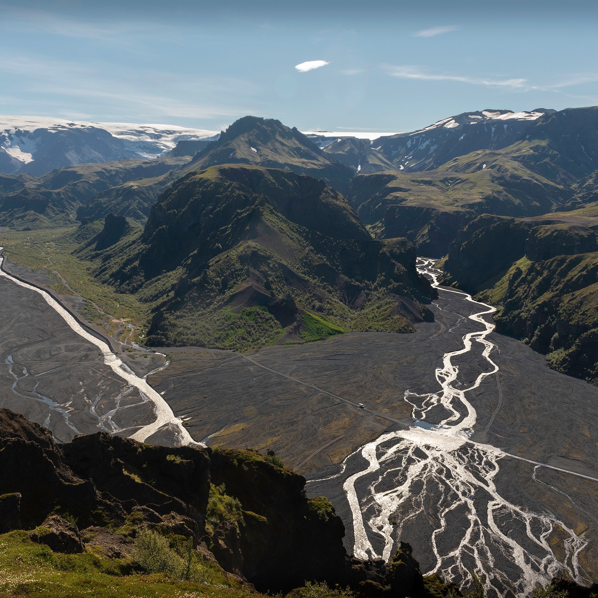 Challenging highland terrain and river crossings in Þórsmörk