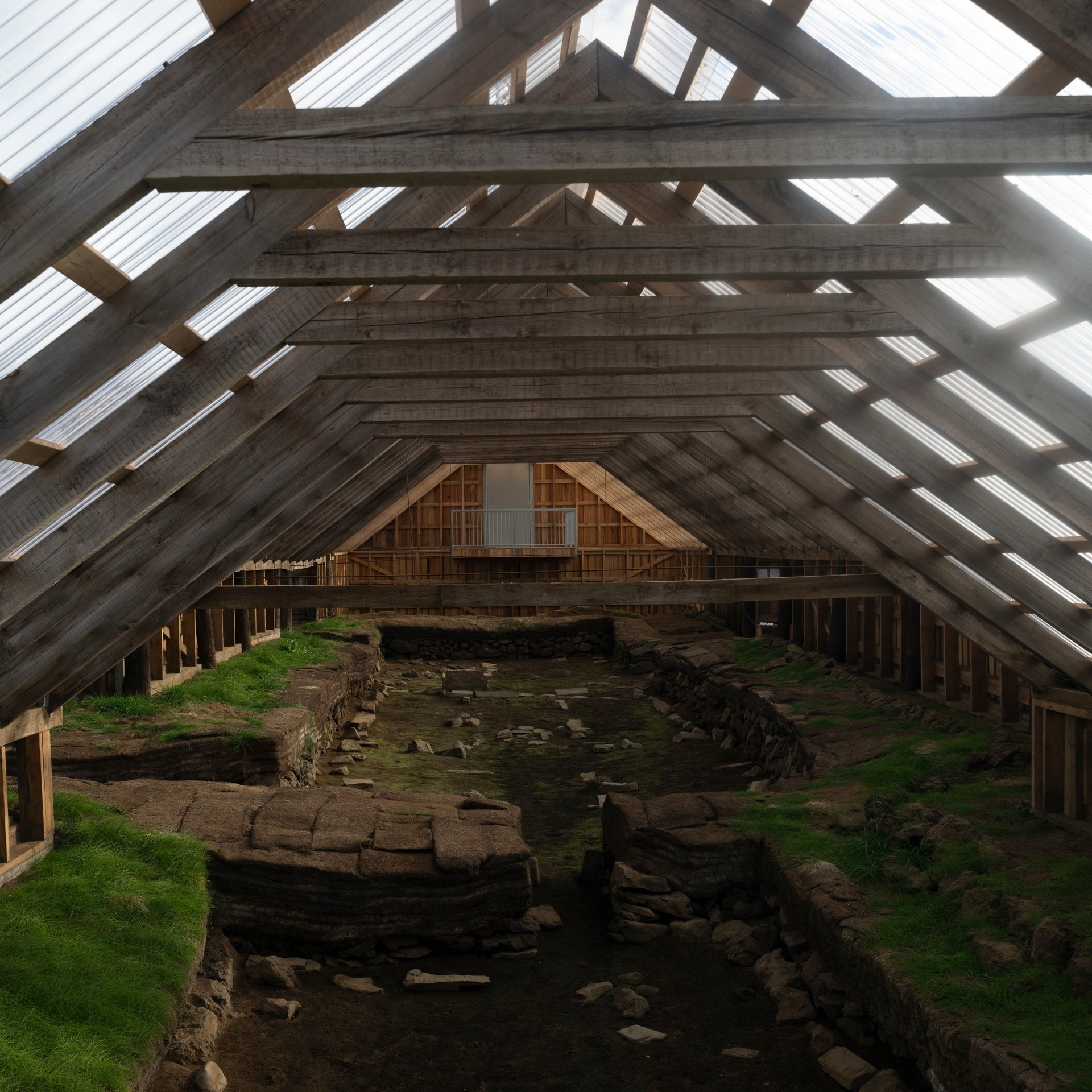 Hjálparfoss twin waterfalls with distinctive basalt column formations