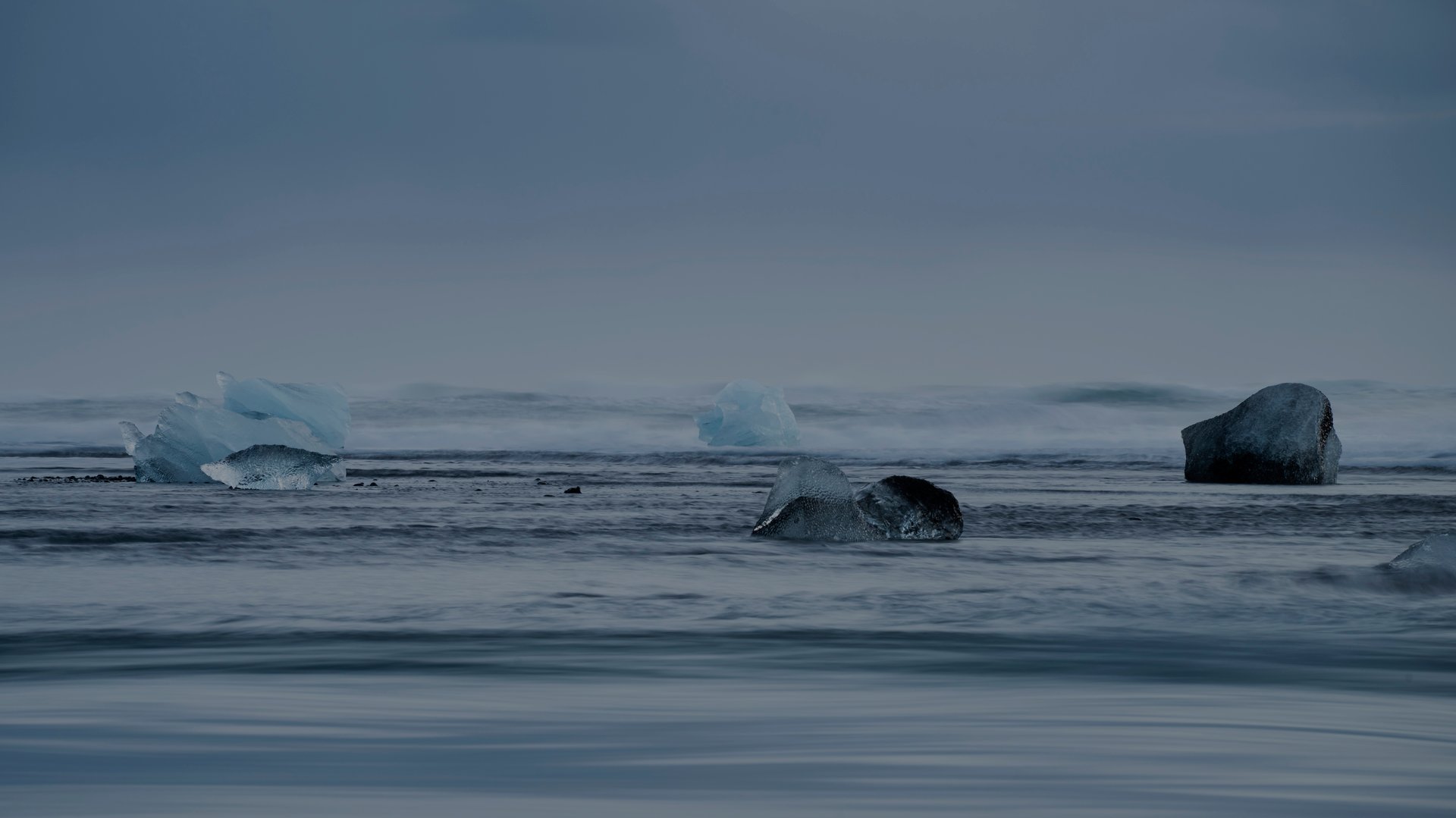 Dramatic South Coast Iceland landscape with waterfalls and glaciers