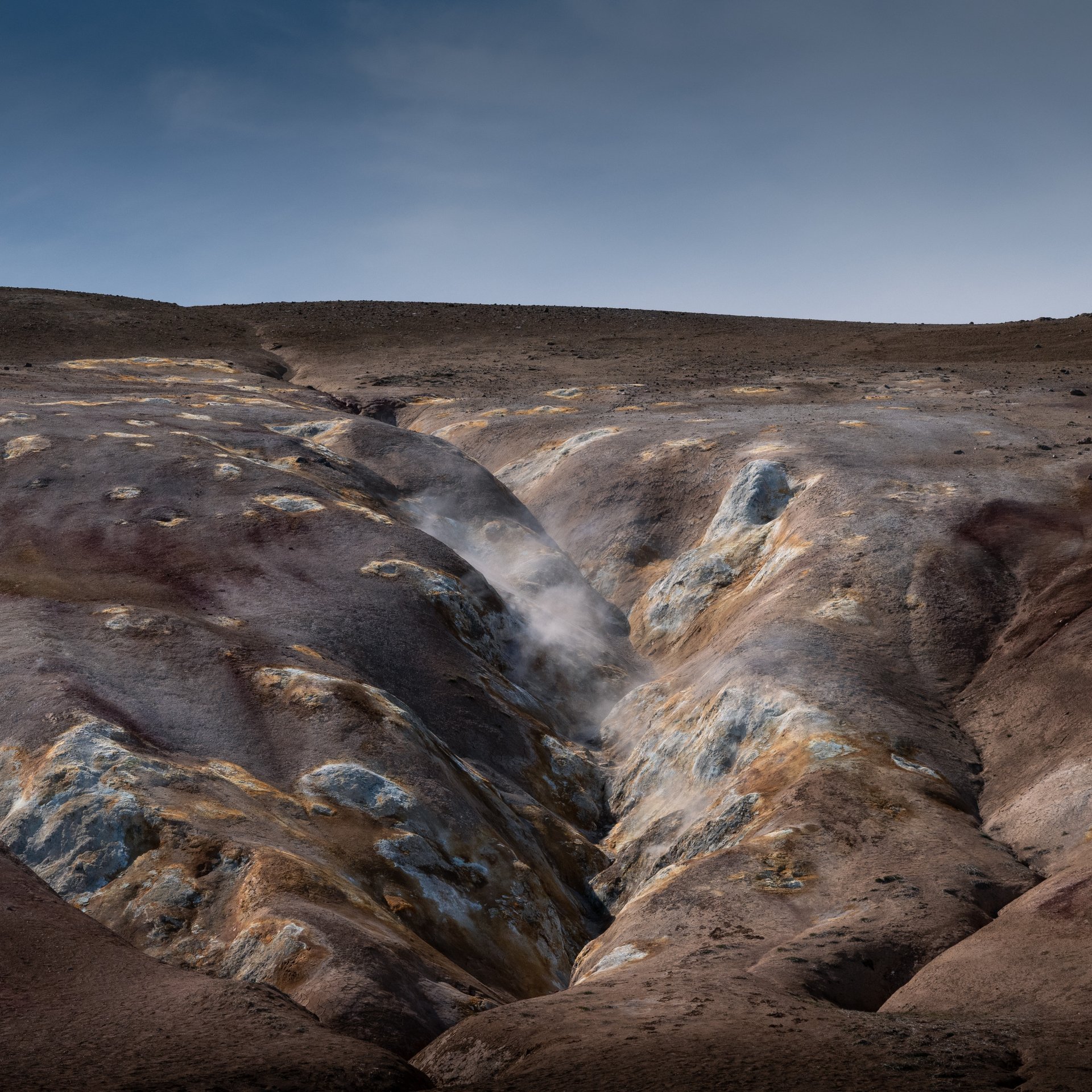 Mývatn region featuring Námaskarð geothermal area and Dimmuborgir lava formations