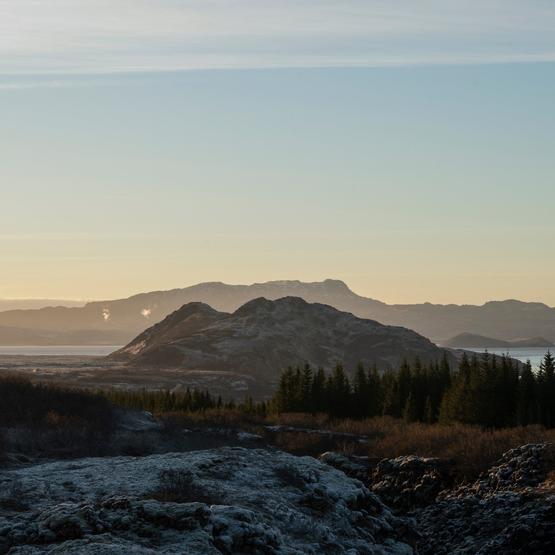 Dramatic rift valley at Þingvellir National Park showing tectonic plate separation