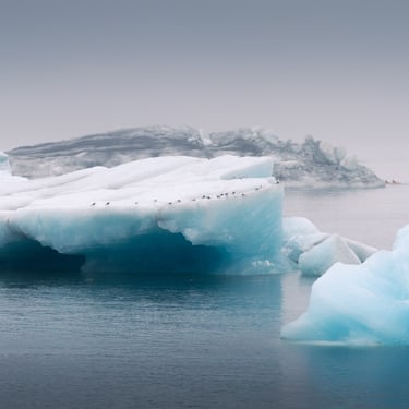 Natural ice cave blue formations