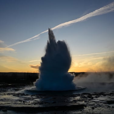 Natural ice cave blue interior