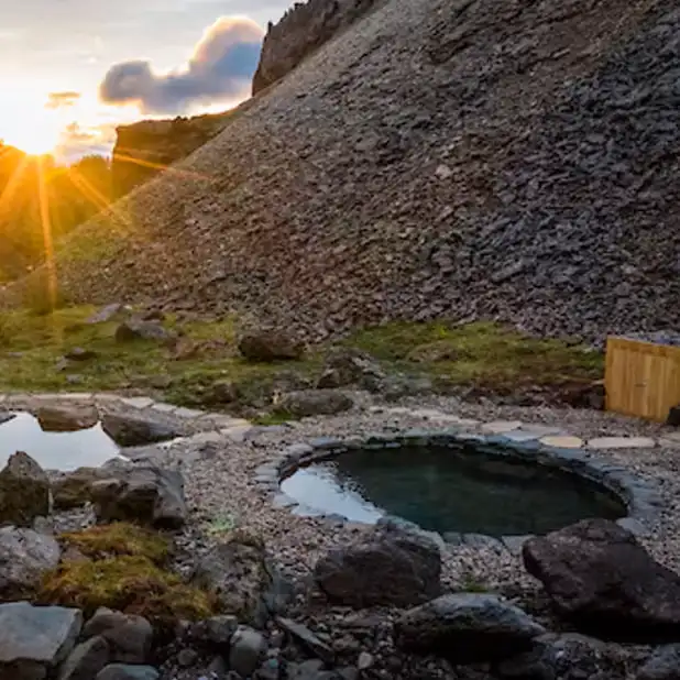 Húsafell Canyon Baths geothermal spa in secluded canyon setting