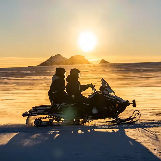 Exhilarating snowmobile adventure on Langjökull glacier